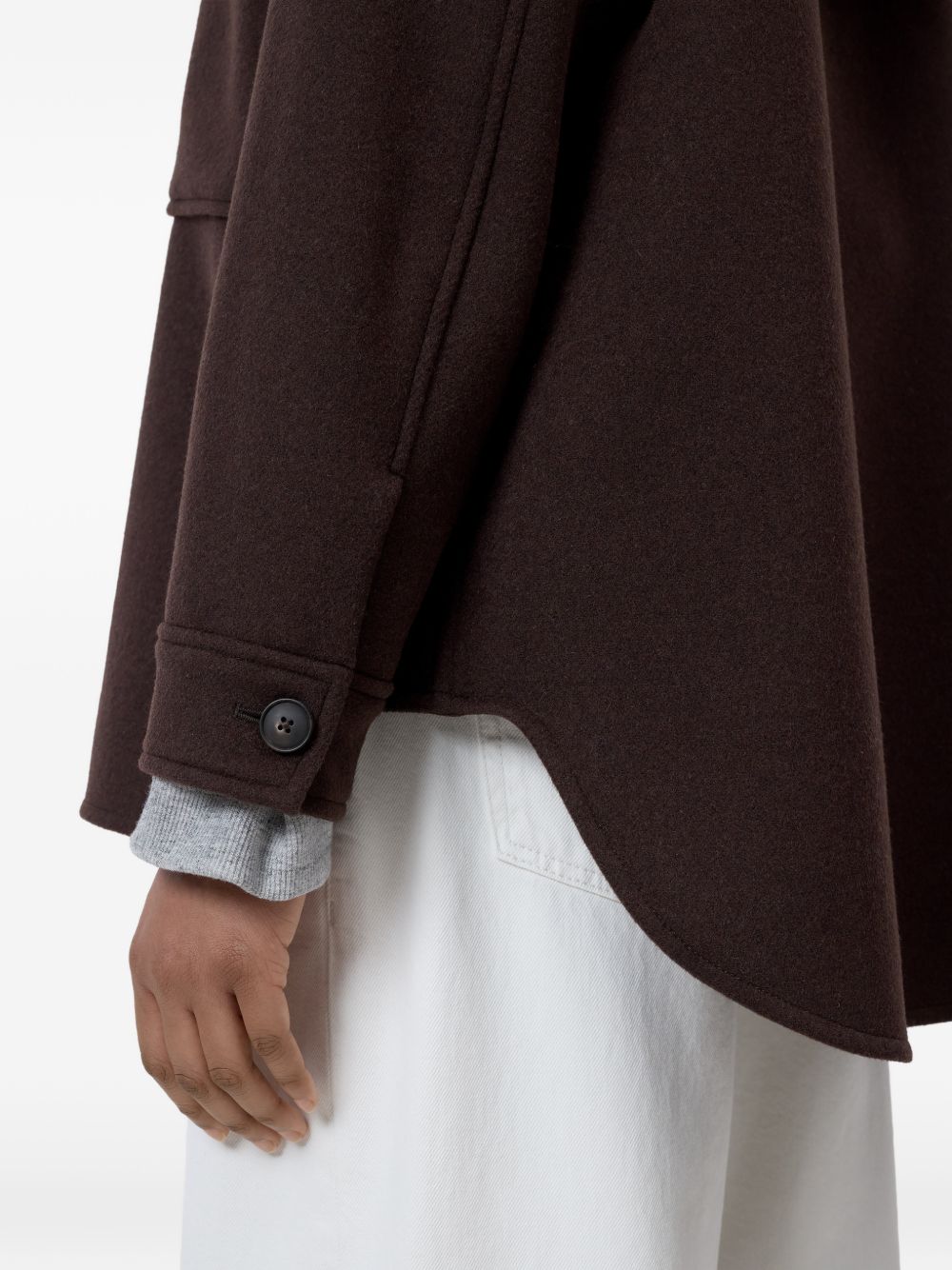 Closed Wool Blend Overshirt — Brown, view 3
