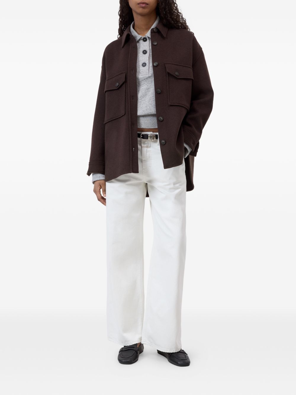 Closed Wool Blend Overshirt — Brown, view 4