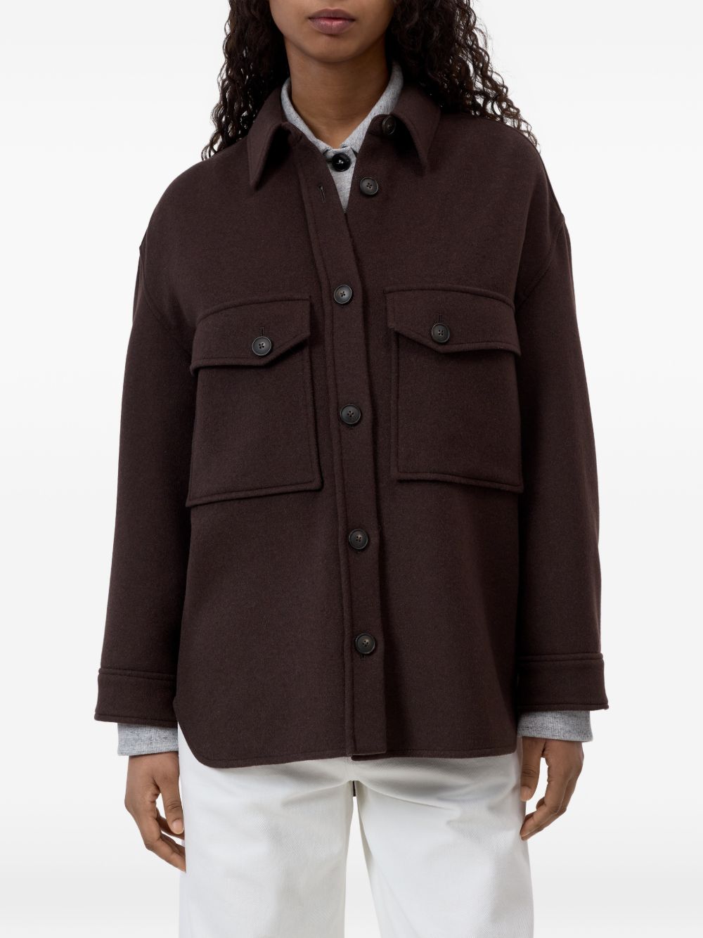 Closed Wool Blend Overshirt — Brown, view 5