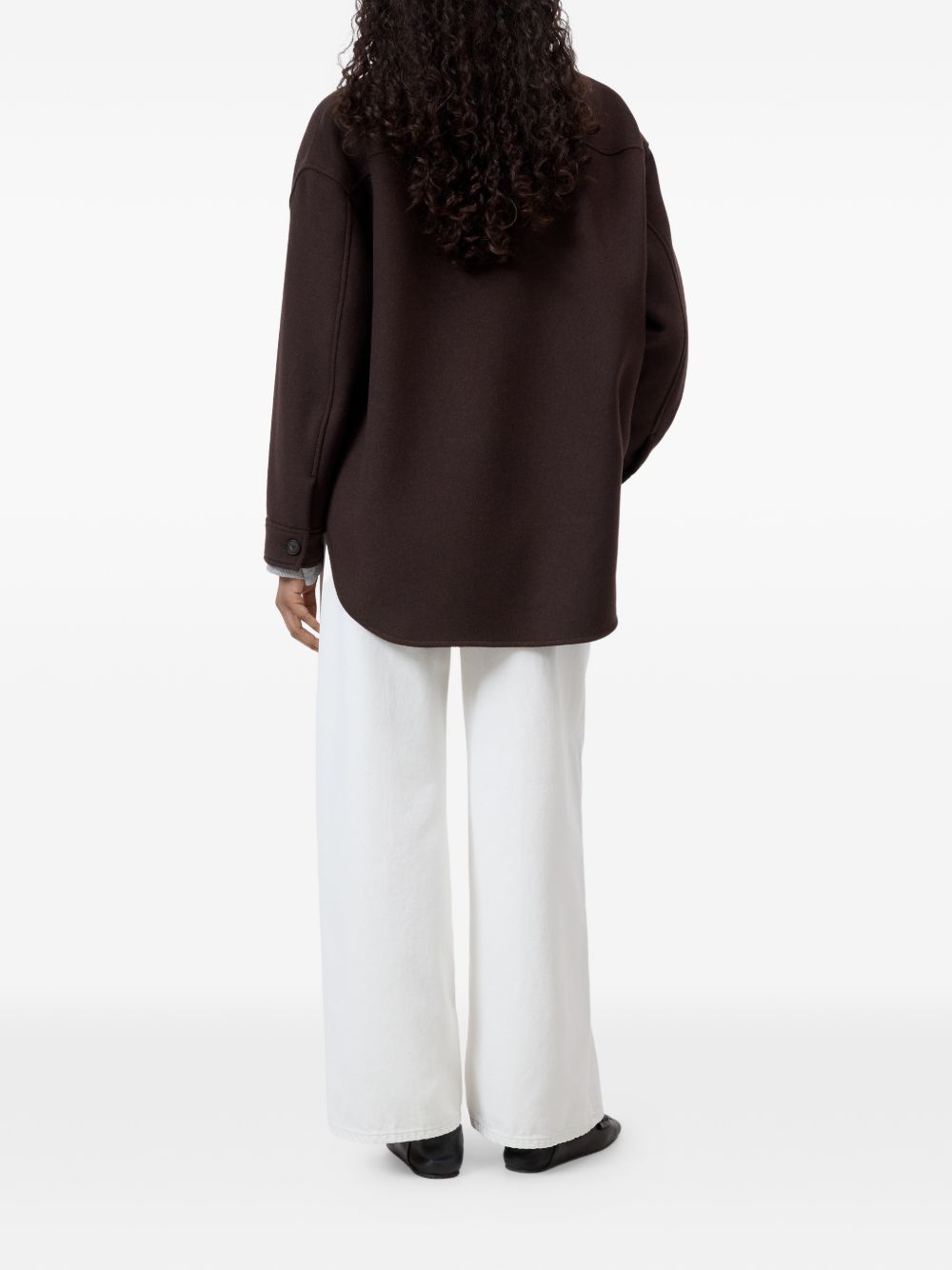 Closed Wool Blend Overshirt — Brown, view 6