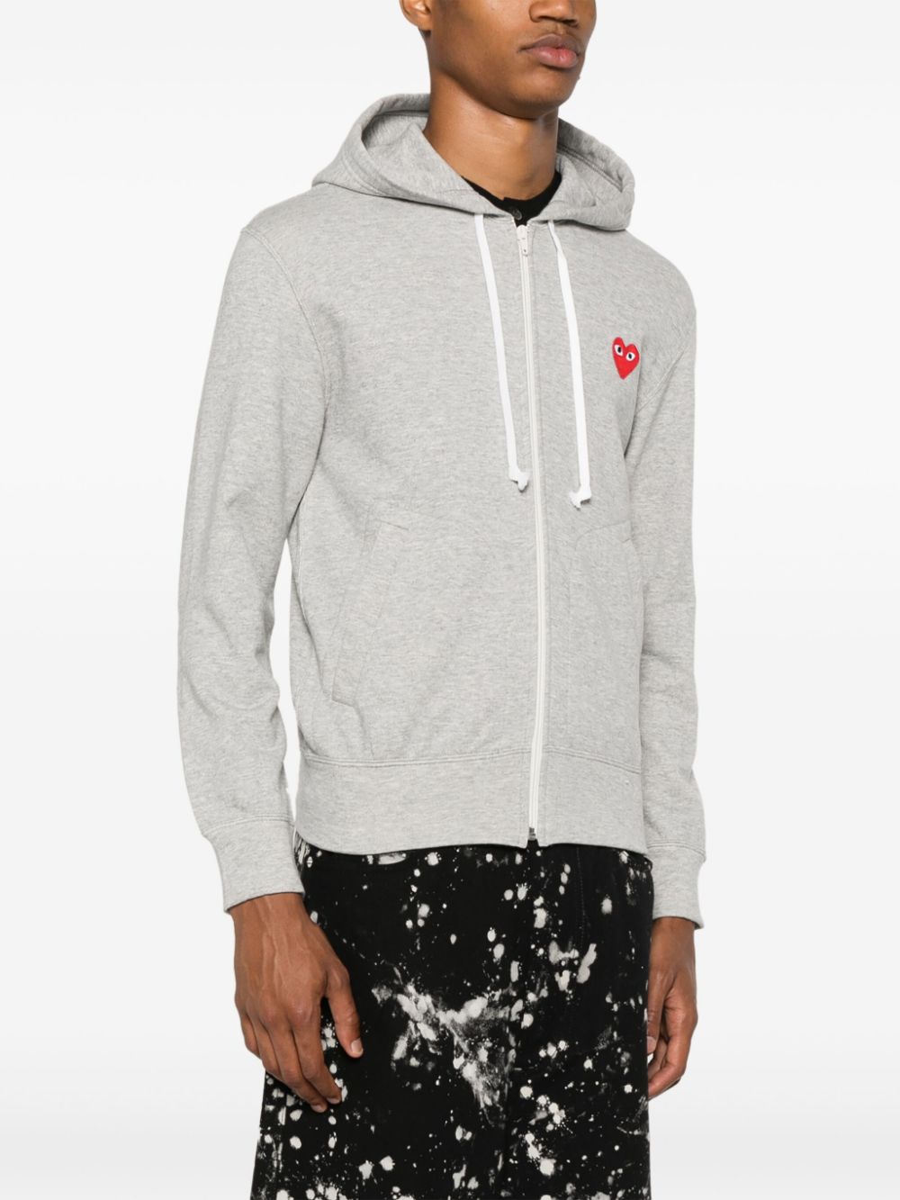 Comme Des Garcons Logo-Embroidered Cotton Hoodie — Grey, view 2