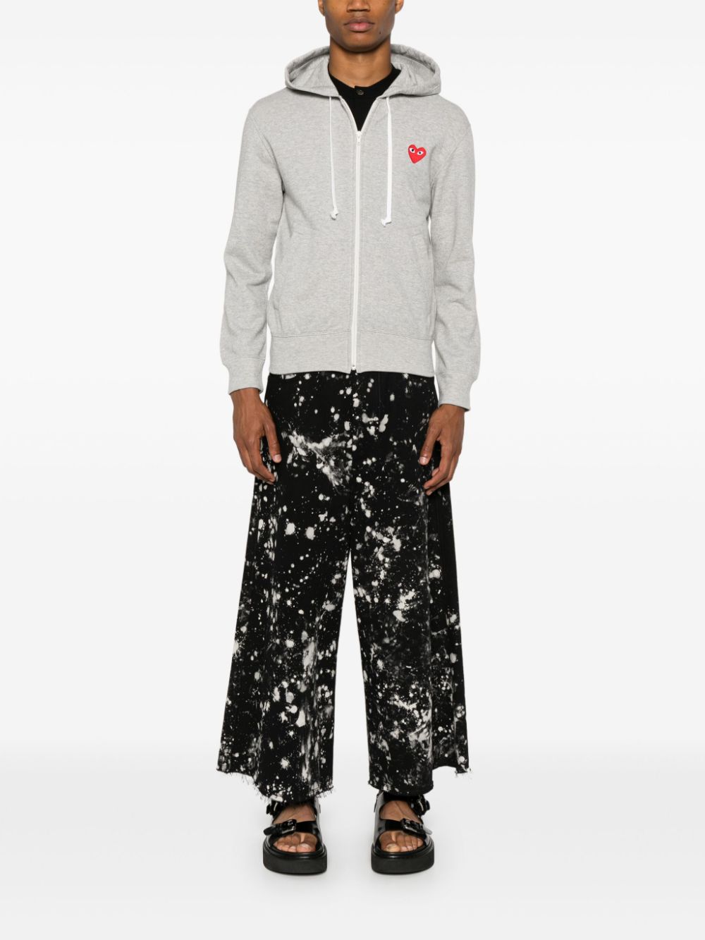 Comme Des Garcons Logo-Embroidered Cotton Hoodie — Grey, view 4
