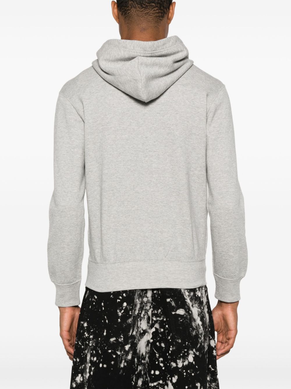 Comme Des Garcons Logo-Embroidered Cotton Hoodie — Grey, view 6