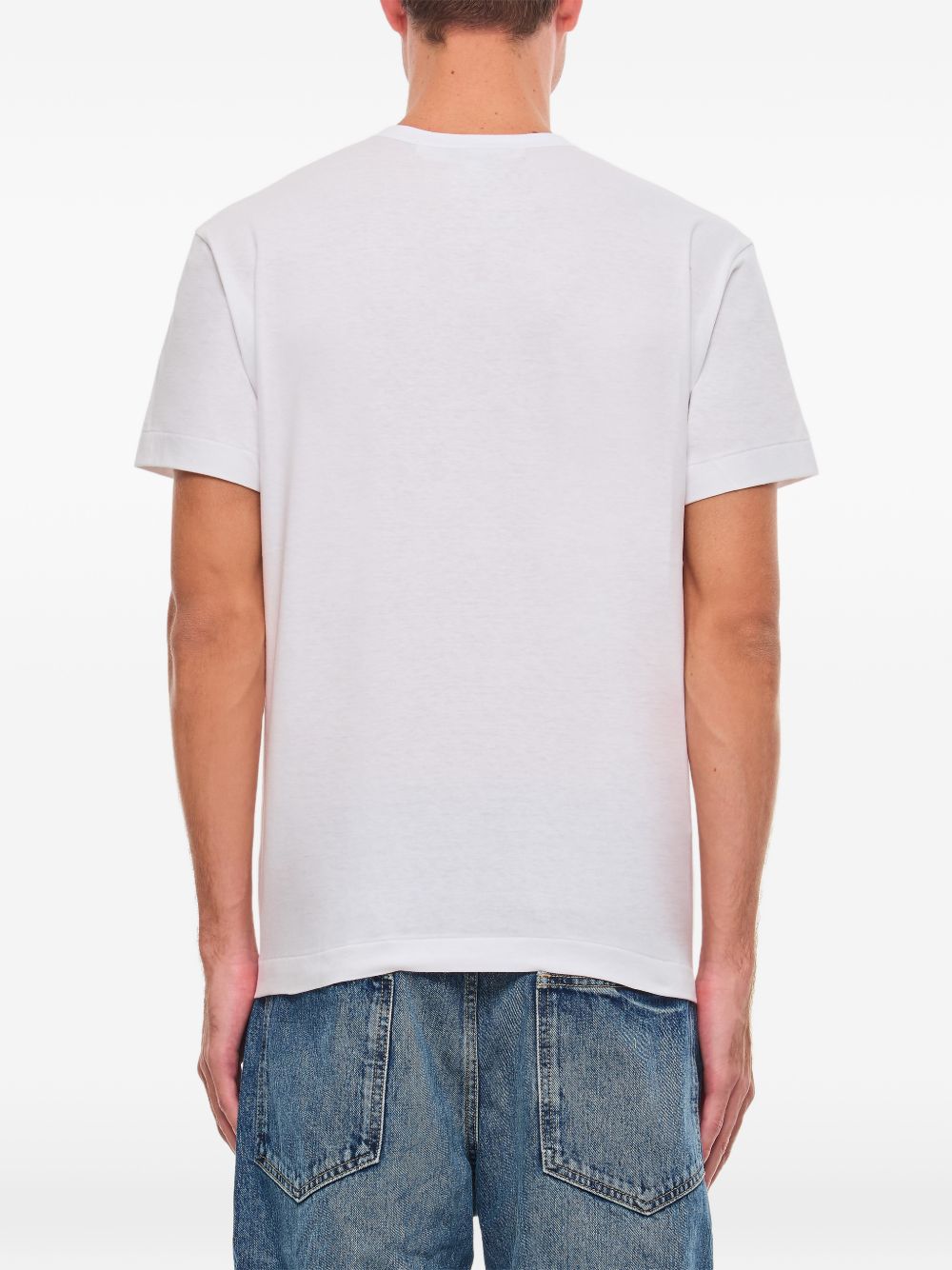 Comme Des Garcons Red Heart Embroidered T-Shirt — White, view 3
