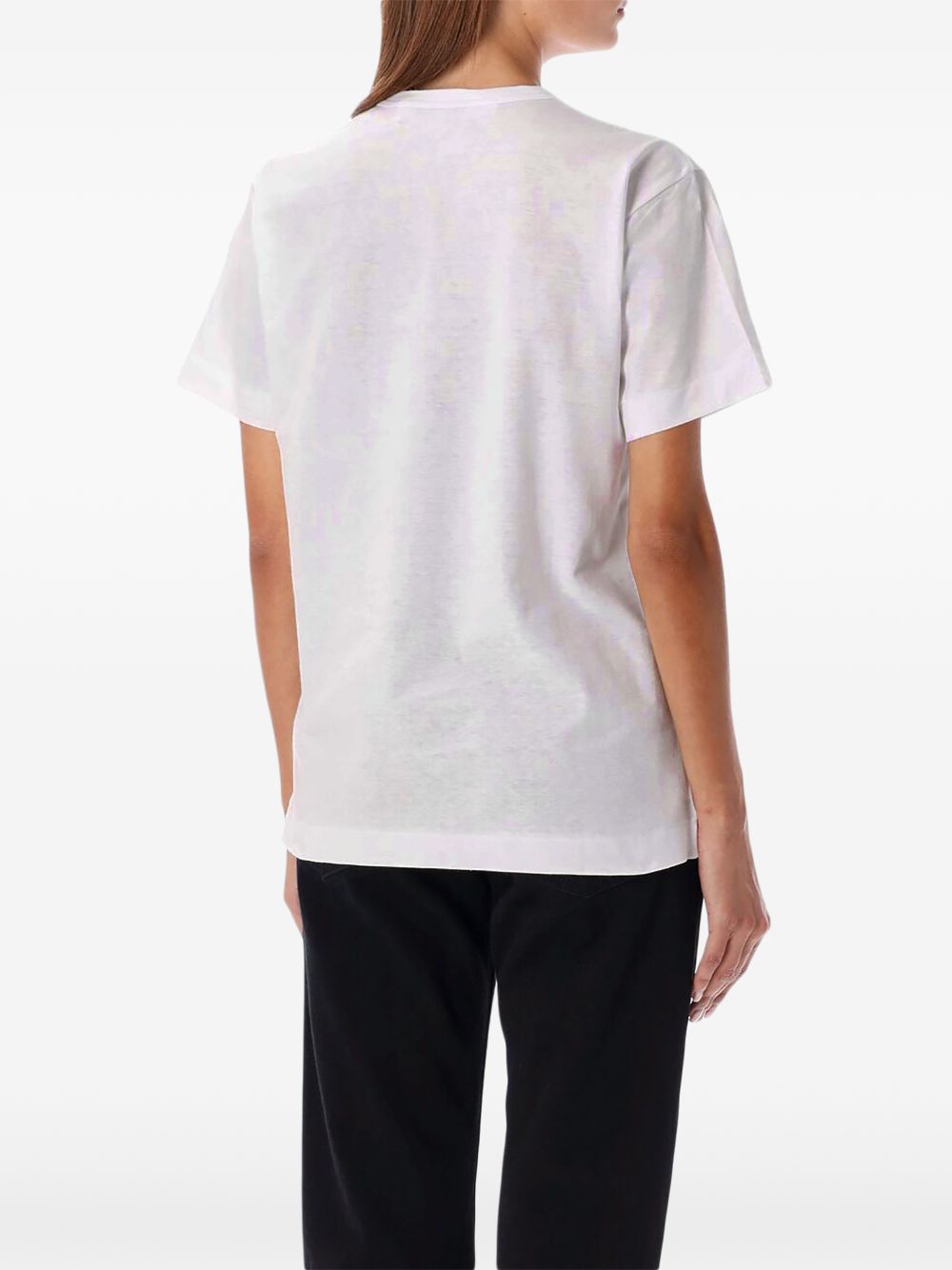 Comme Des Garcons Red Heart Embroidered T-Shirt — White, view 6
