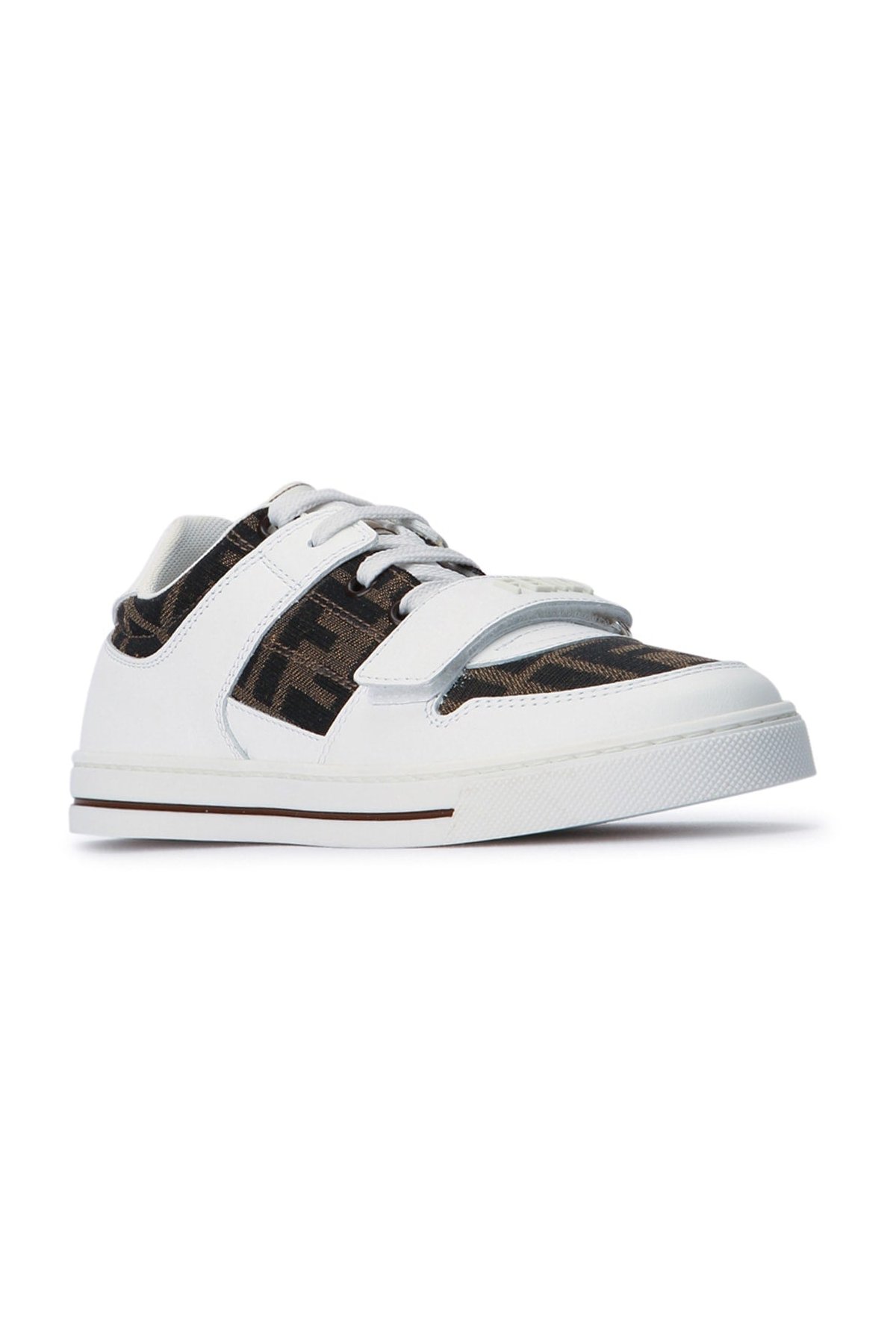 Fendi Kids Monogram Canvas Low-Top Sneaker — White, view 2