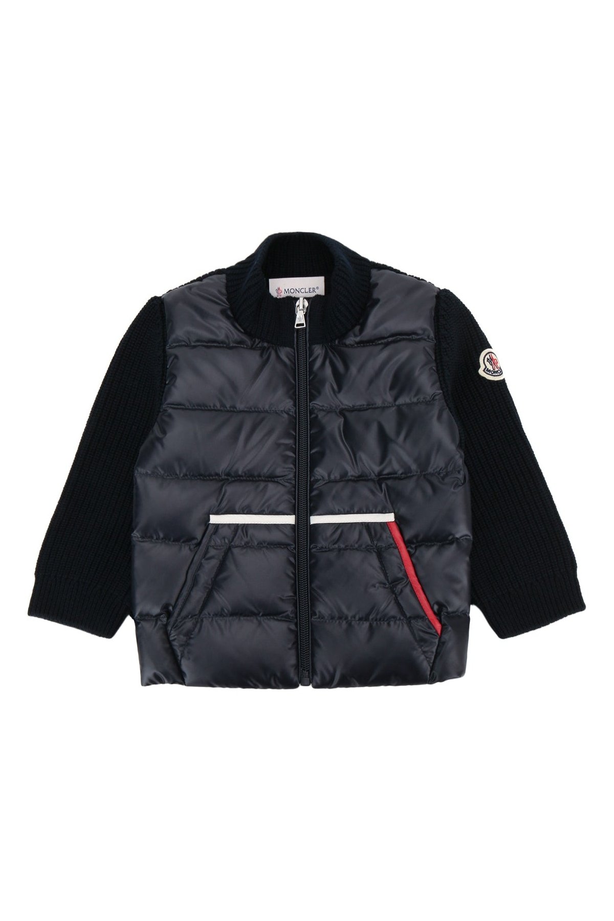 Moncler Jr Mixed-Knit Quilted Down Jacket — Navy by Moncler Jr