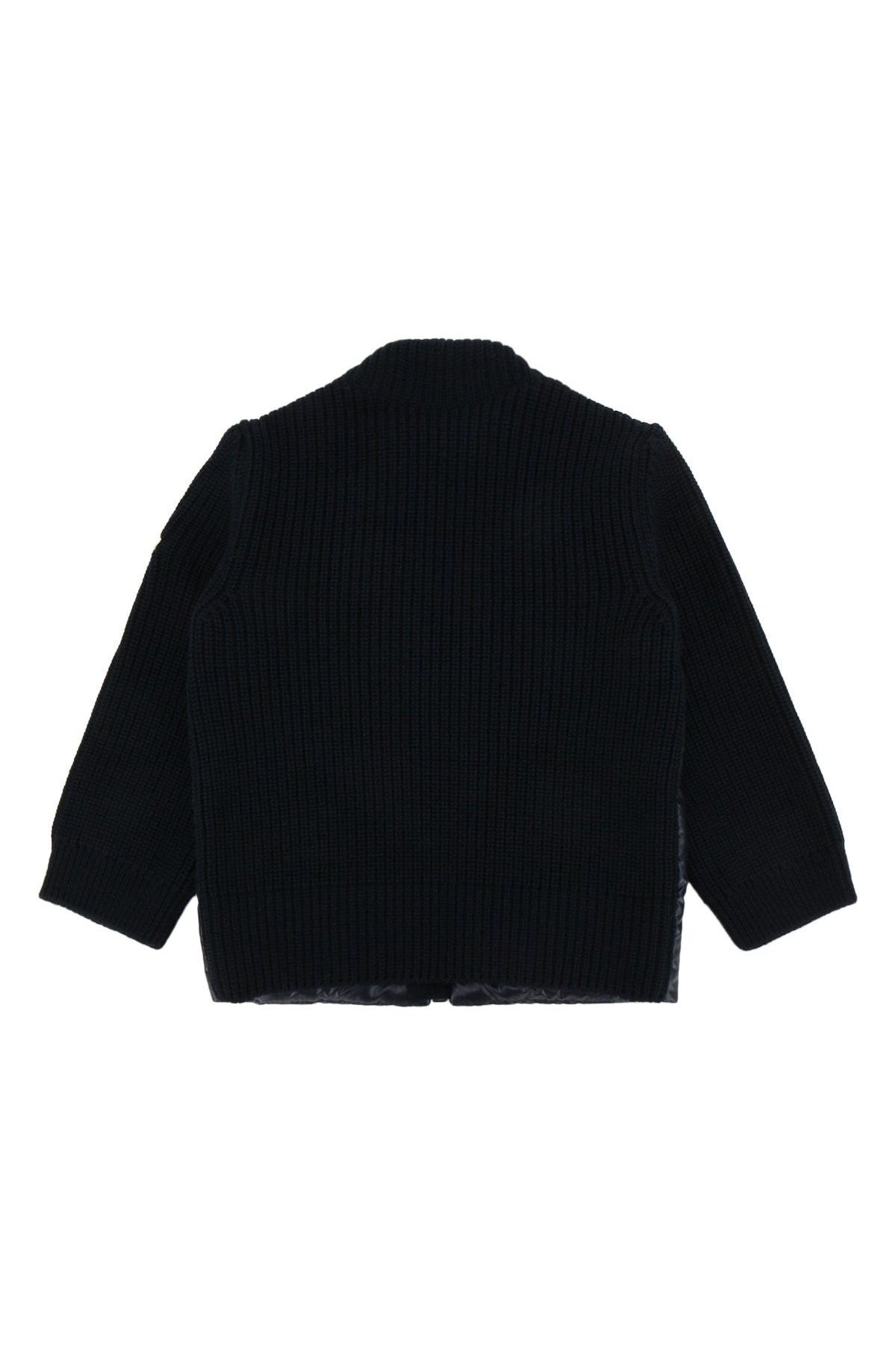 Moncler Jr Mixed-Knit Quilted Down Jacket — Navy, view 2