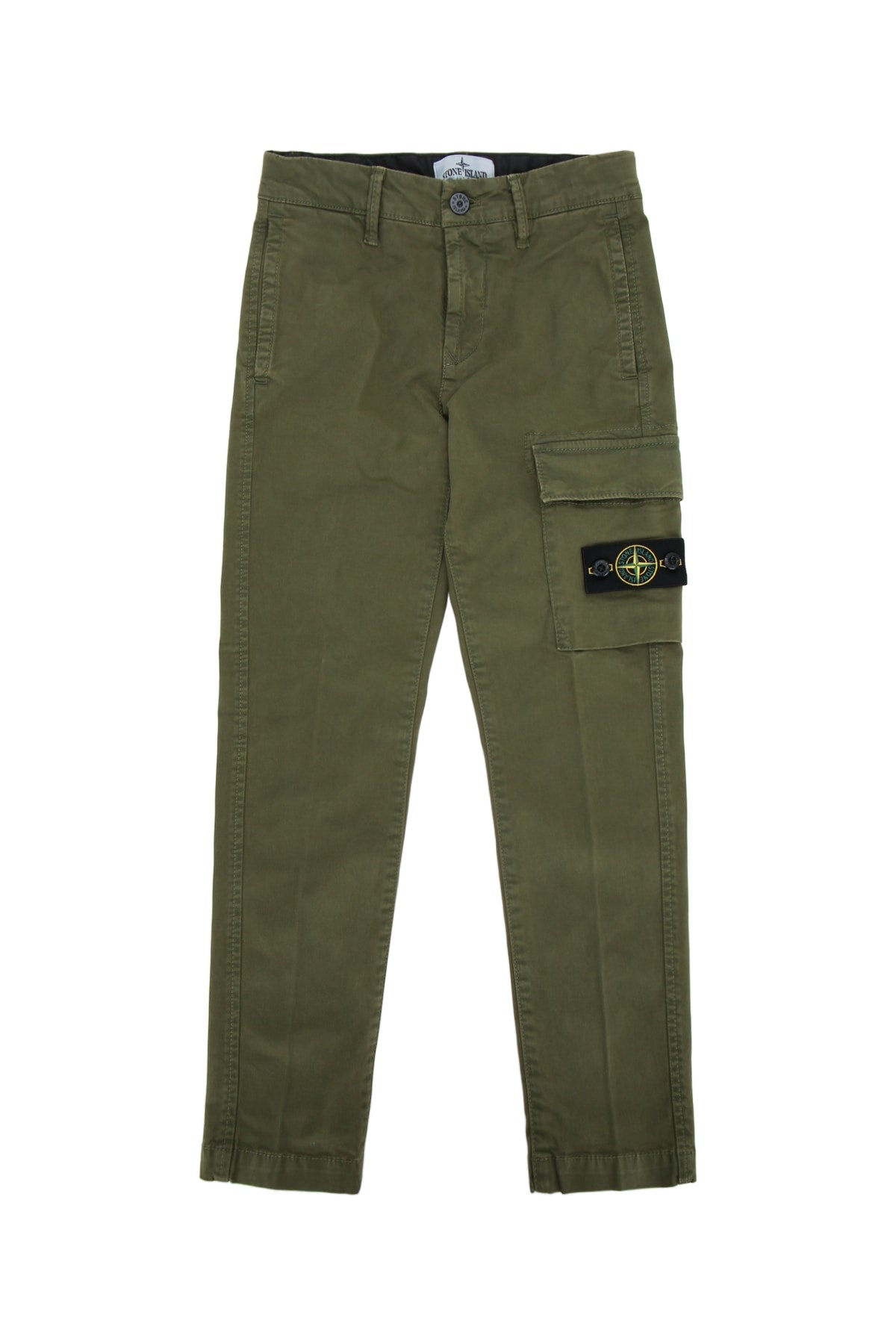 Stone Island Kids Multi-Pocket Cotton Cargo Pants — Green by Stone Island Kids