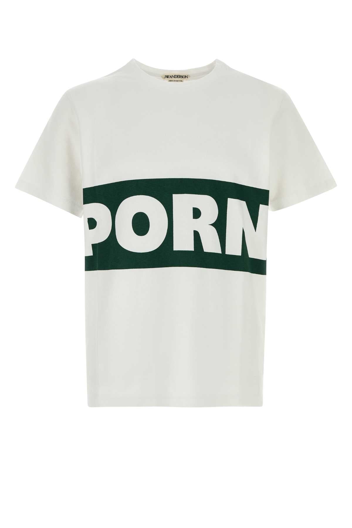 JW Anderson Logo-Striped Cotton T-Shirt — White by JW Anderson