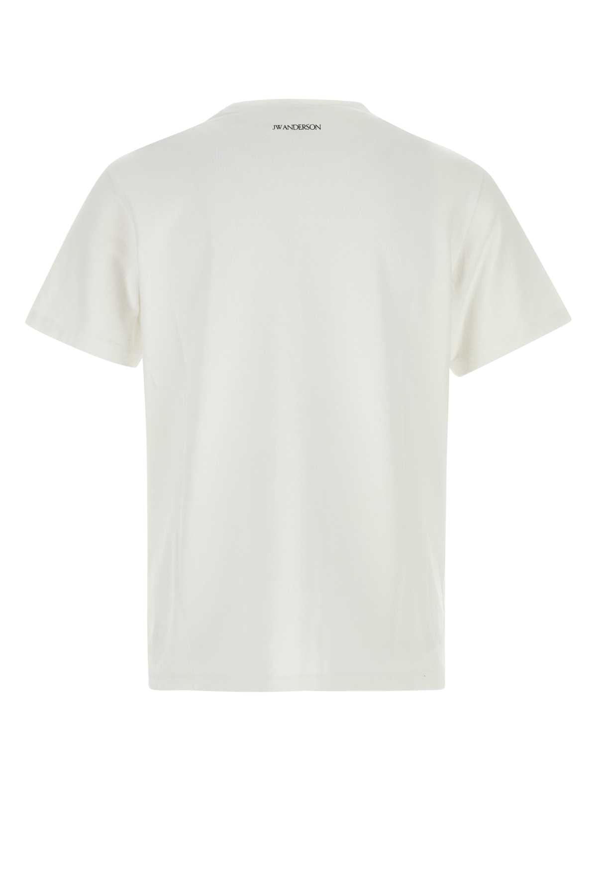 JW Anderson Logo-Striped Cotton T-Shirt — White, view 2