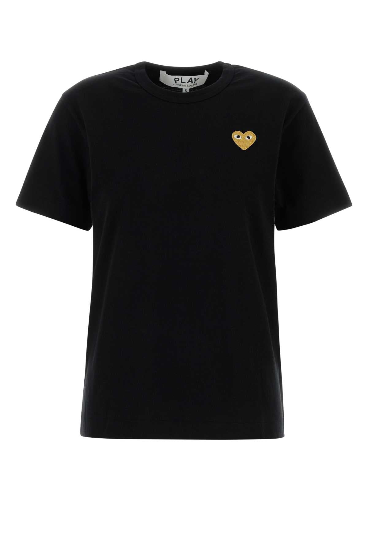 Comme Des Garcons Play Gold Logo-Embroidered Cotton T-Shirt — Black by Comme Des Garçons Play