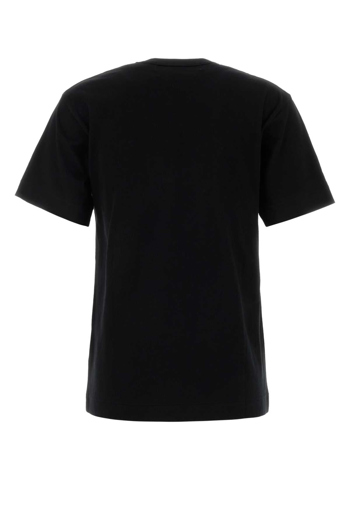 Comme Des Garcons Play Gold Logo-Embroidered Cotton T-Shirt — Black, view 2