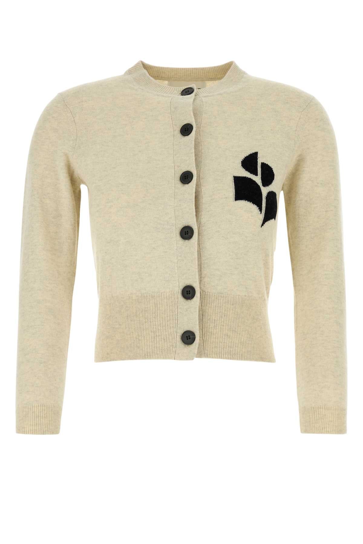 Isabel Marant Etoile Logo-Intarsia Cotton Blend Cardigan — Beige by Isabel Marant Etoile