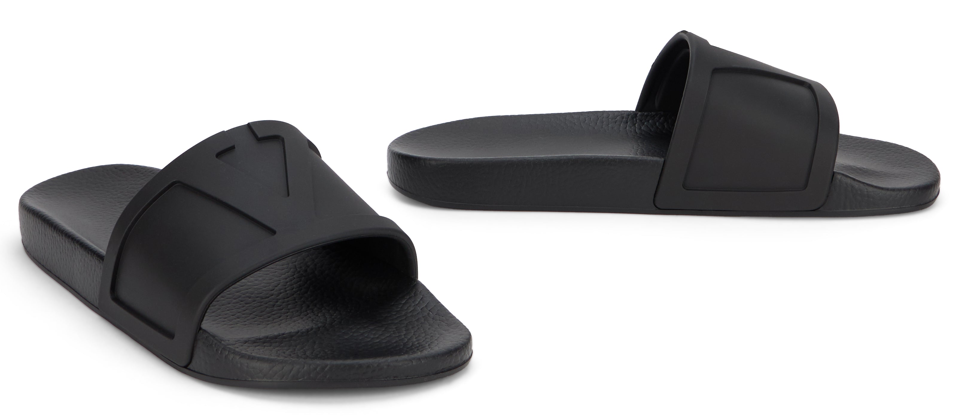Valentino Garavani Rubber Logo Slides — Black, view 3