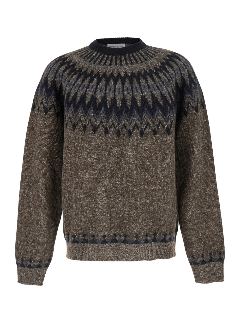 Roberto Collina Norwegian Jacquard Sweater — Brown by Roberto Collina