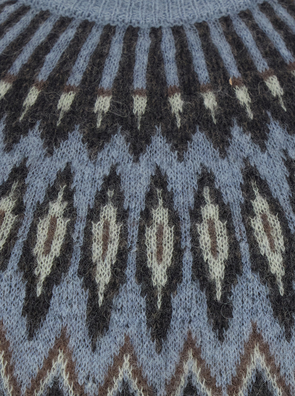 Roberto Collina Jacquard Wool Alpaca Crew Neck Sweater — Brown, view 3