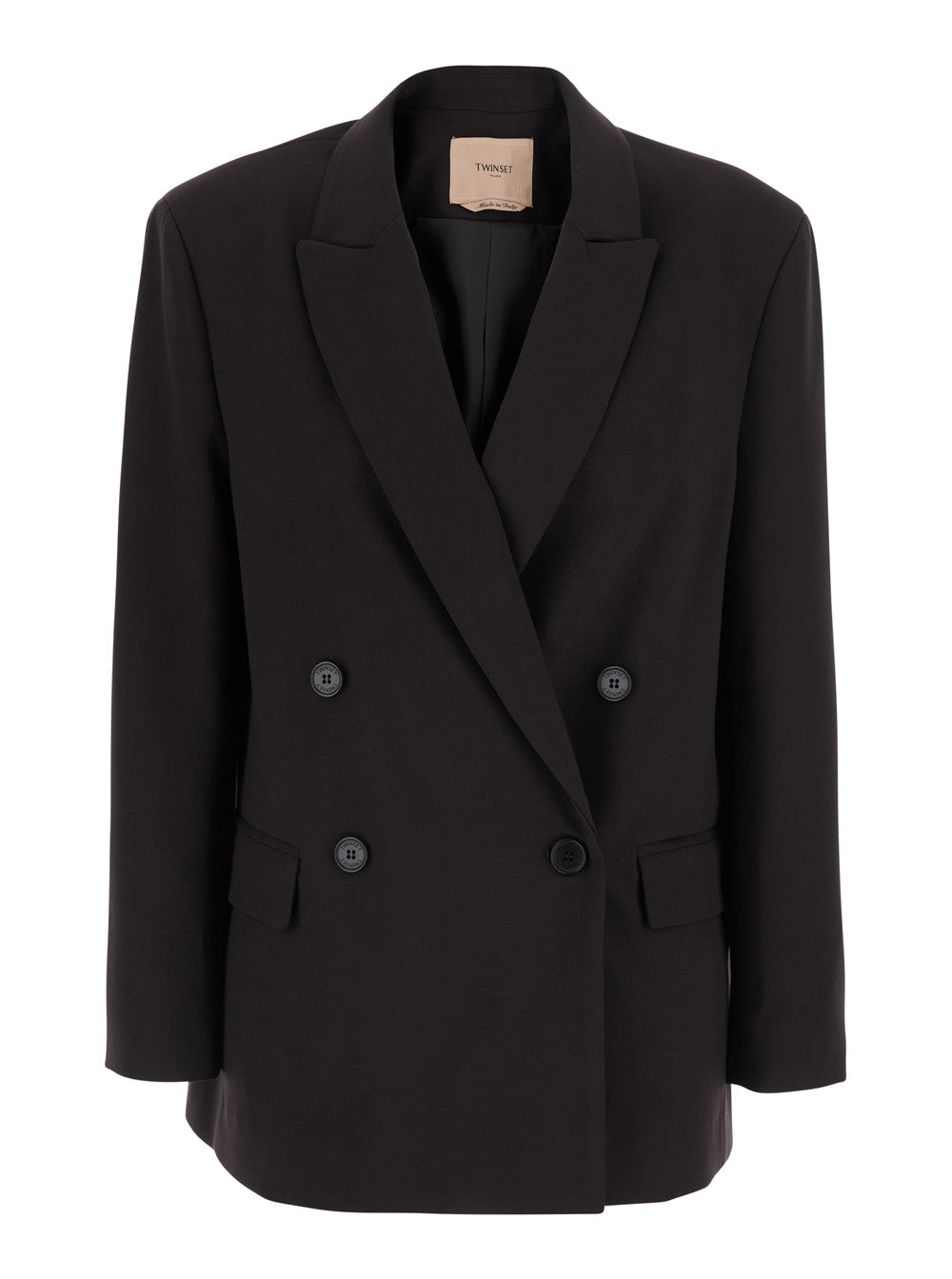 Twinset Double-Breasted Notched Lapel Blazer — Black by Twinset