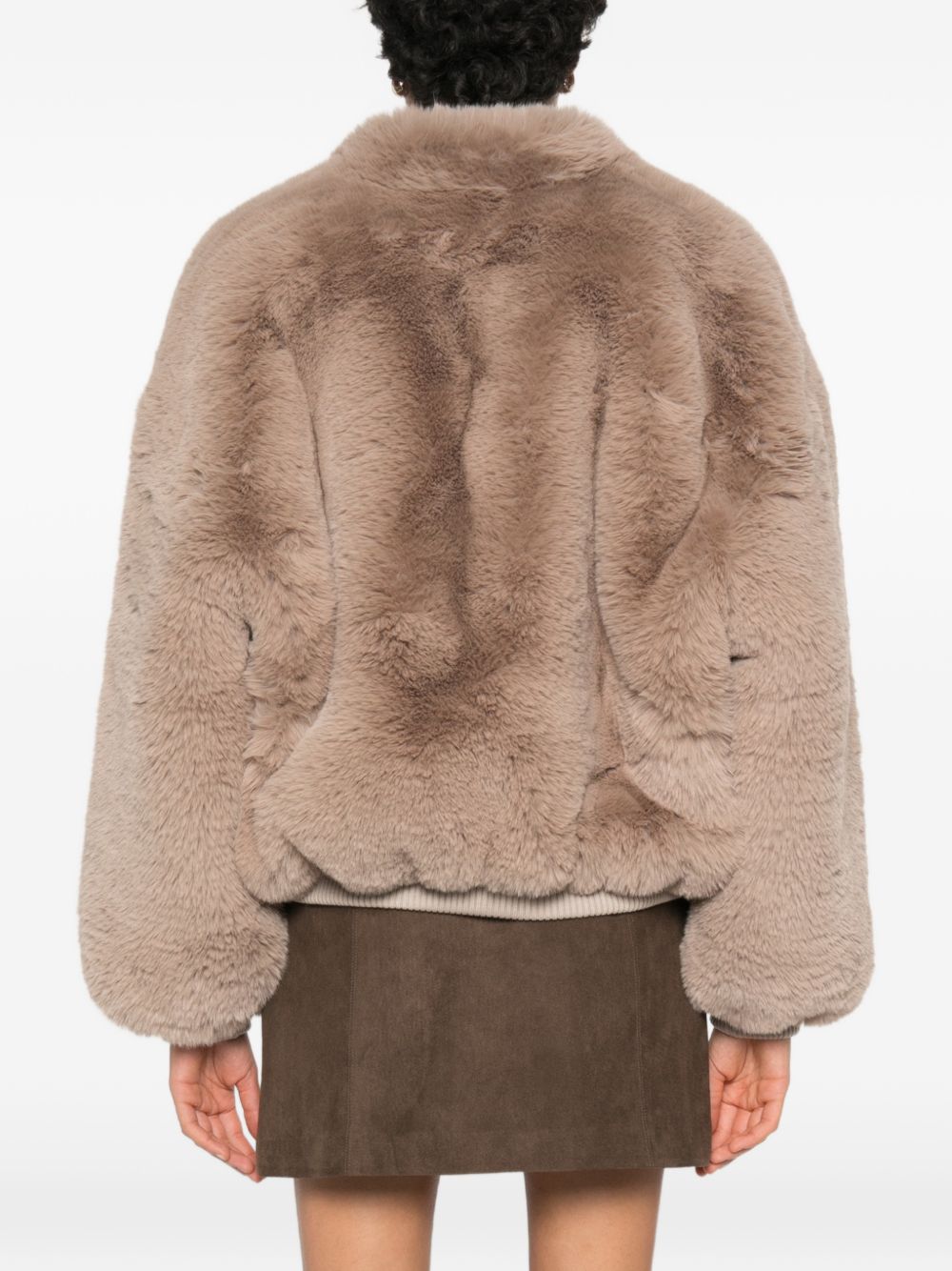032C Faux-Fur Coat — Taupe, view 3