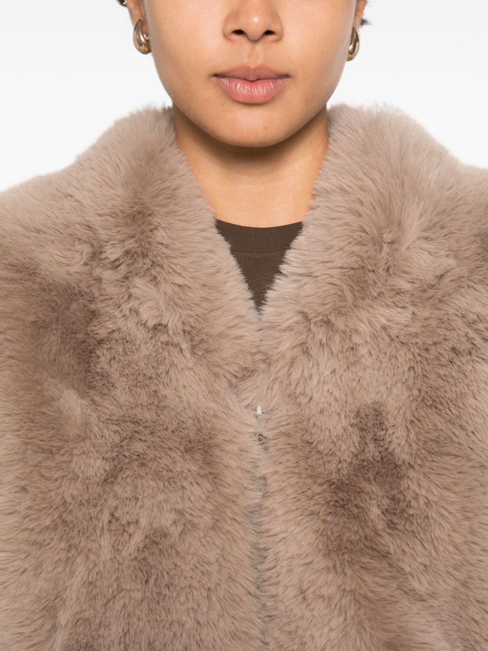 032C Faux-Fur Coat — Taupe, view 5