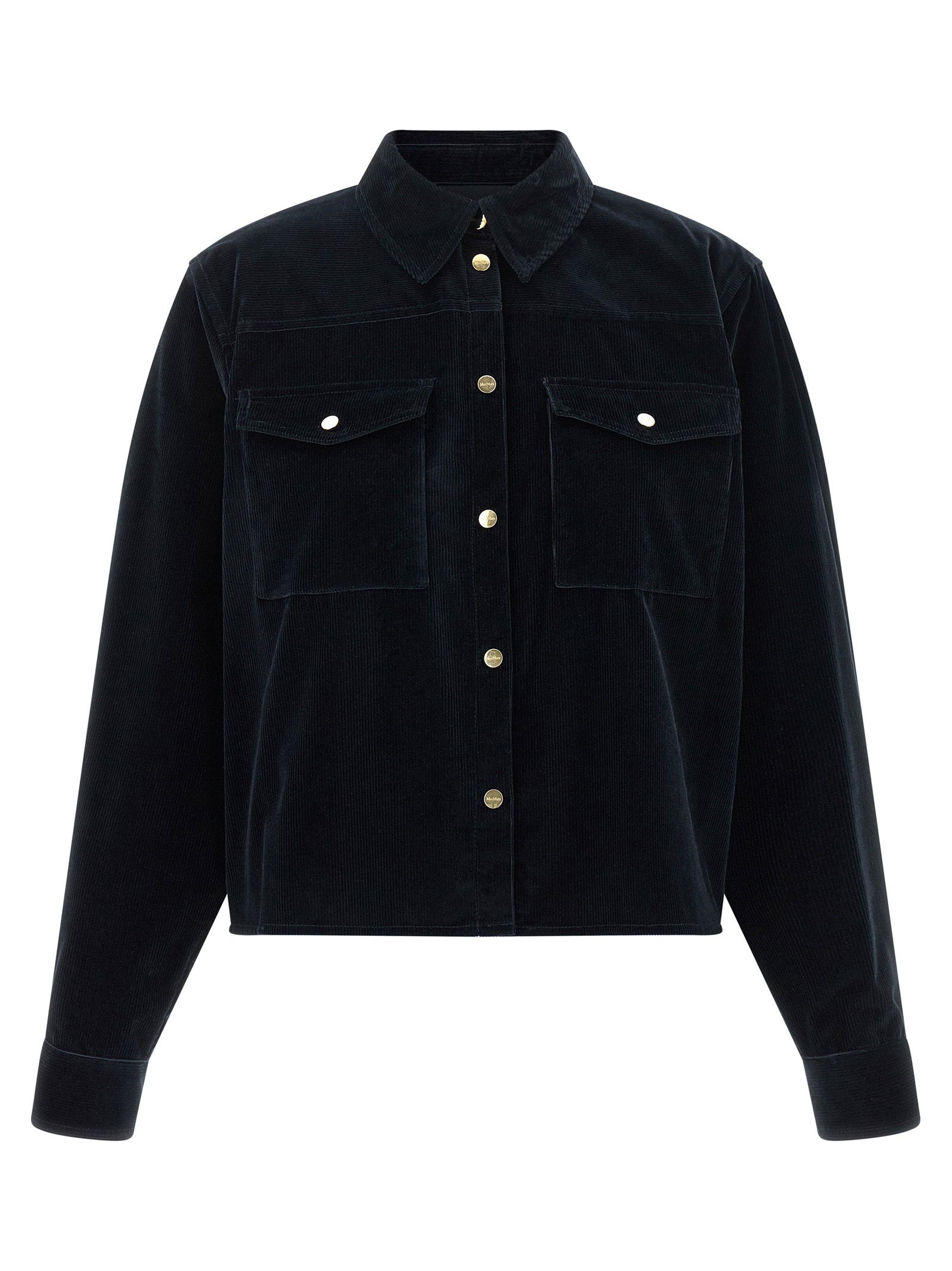 Max Mara Studio Corduroy Utility-Inspired Overshirt — Black by Max Mara Studio