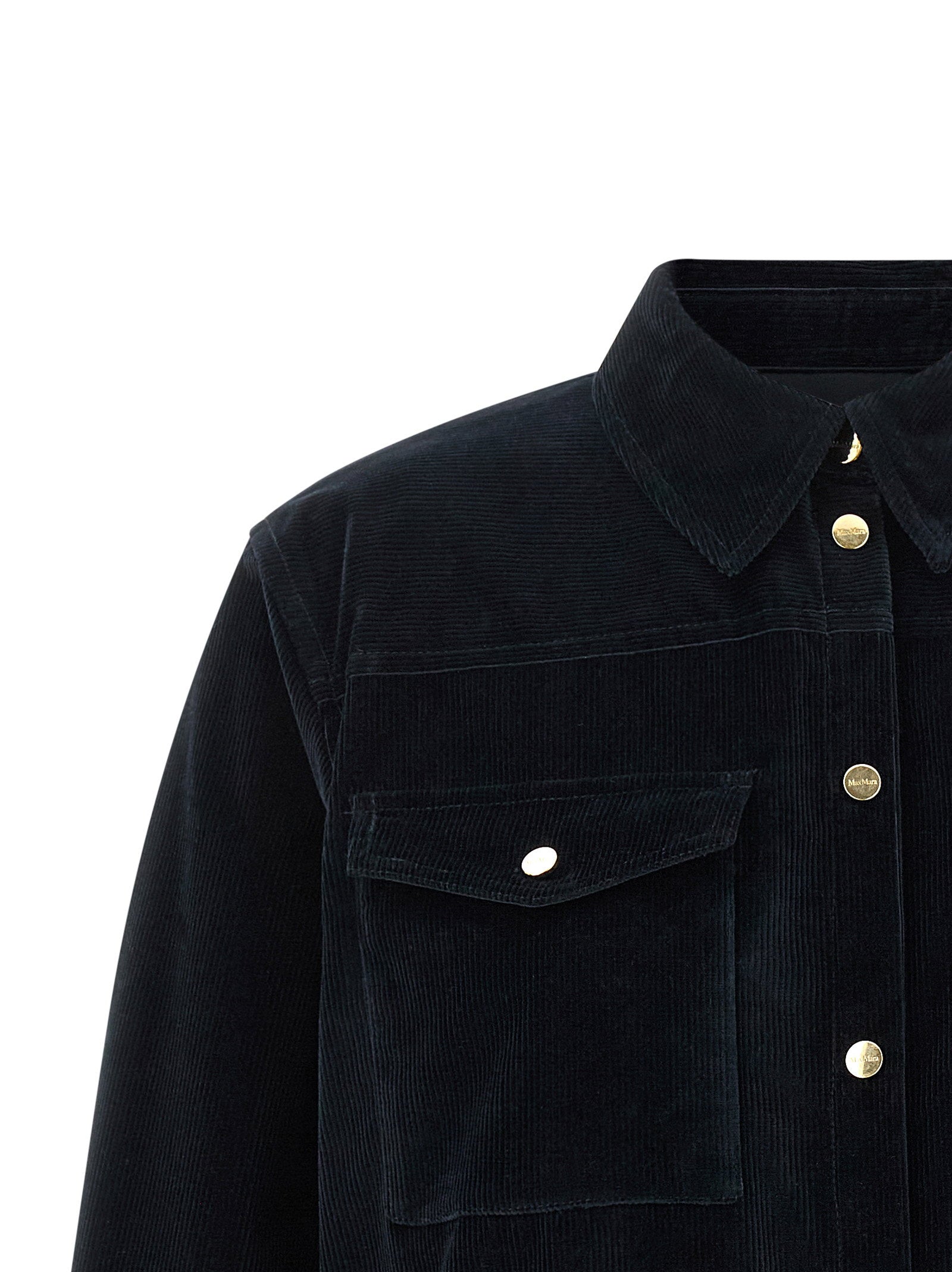 Max Mara Studio Corduroy Utility-Inspired Overshirt — Black, view 3