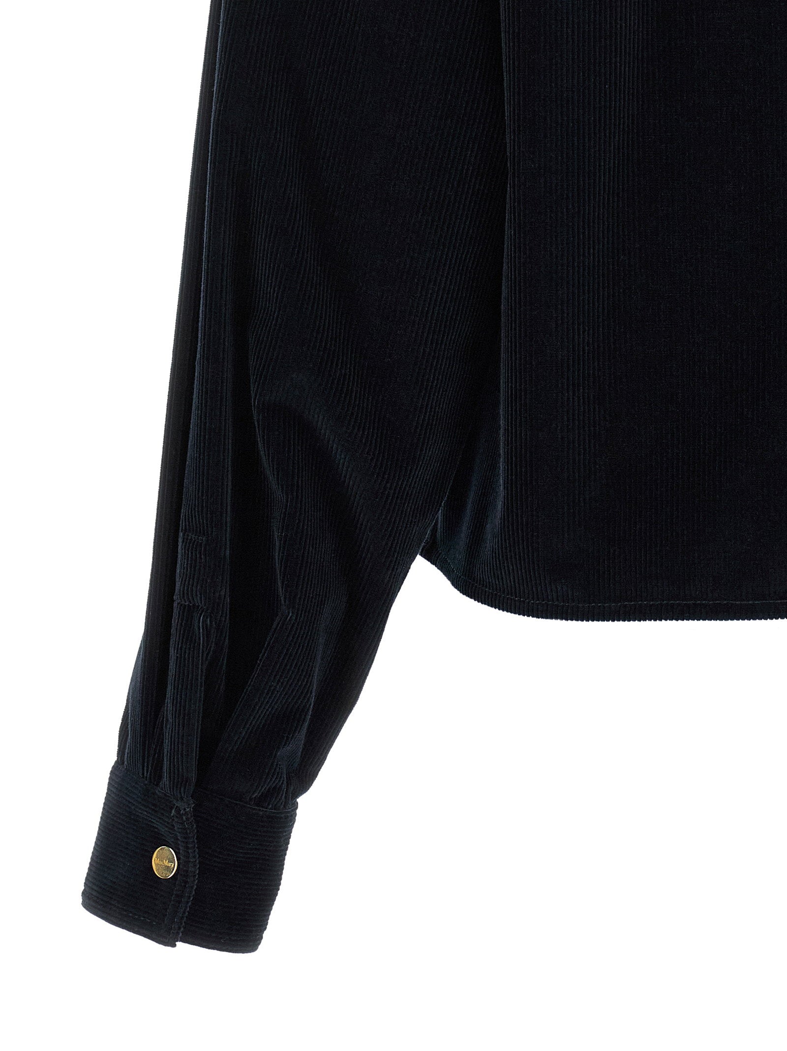Max Mara Studio Corduroy Utility-Inspired Overshirt — Black, view 4