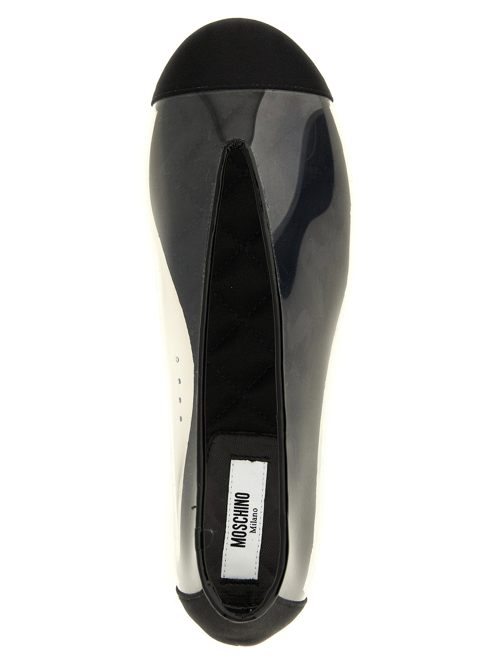 Moschino PVC with Satin Details Ballet Flat — Black, view 4