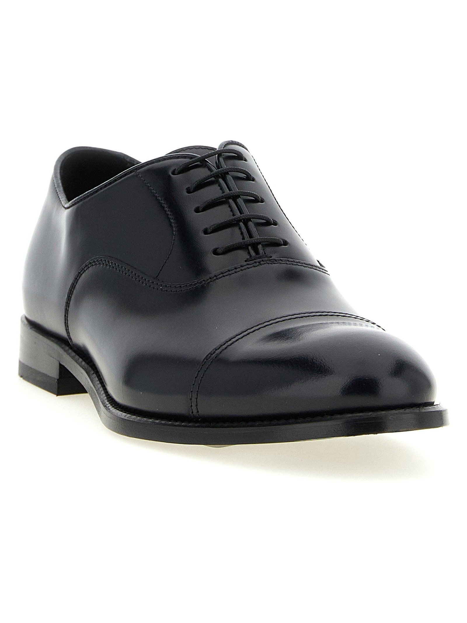 Doucal's Nappa Calfskin Oxford — Black, view 2