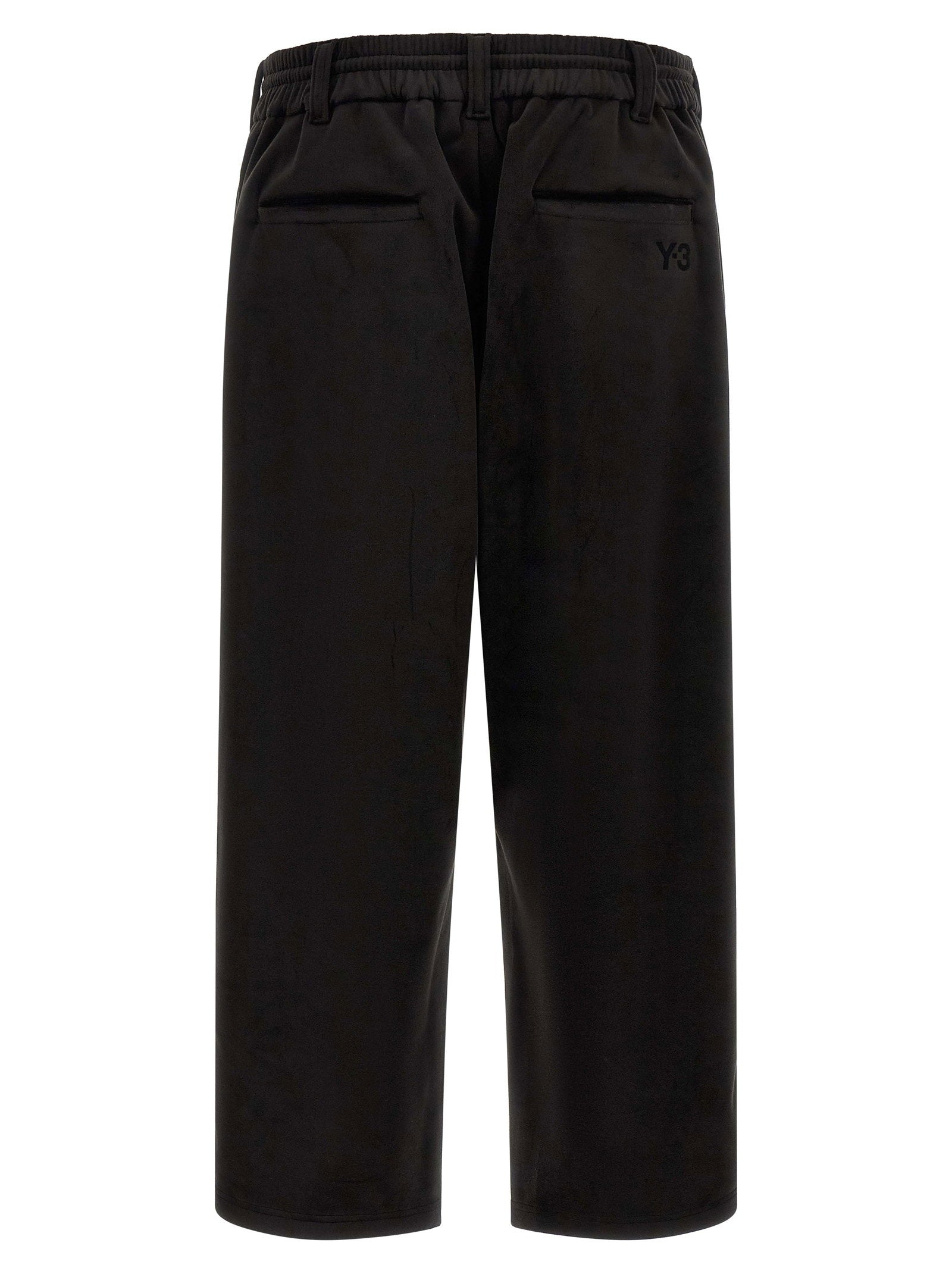 Y-3 Velvet Effect Technical Fabric Joggers — Black, view 2