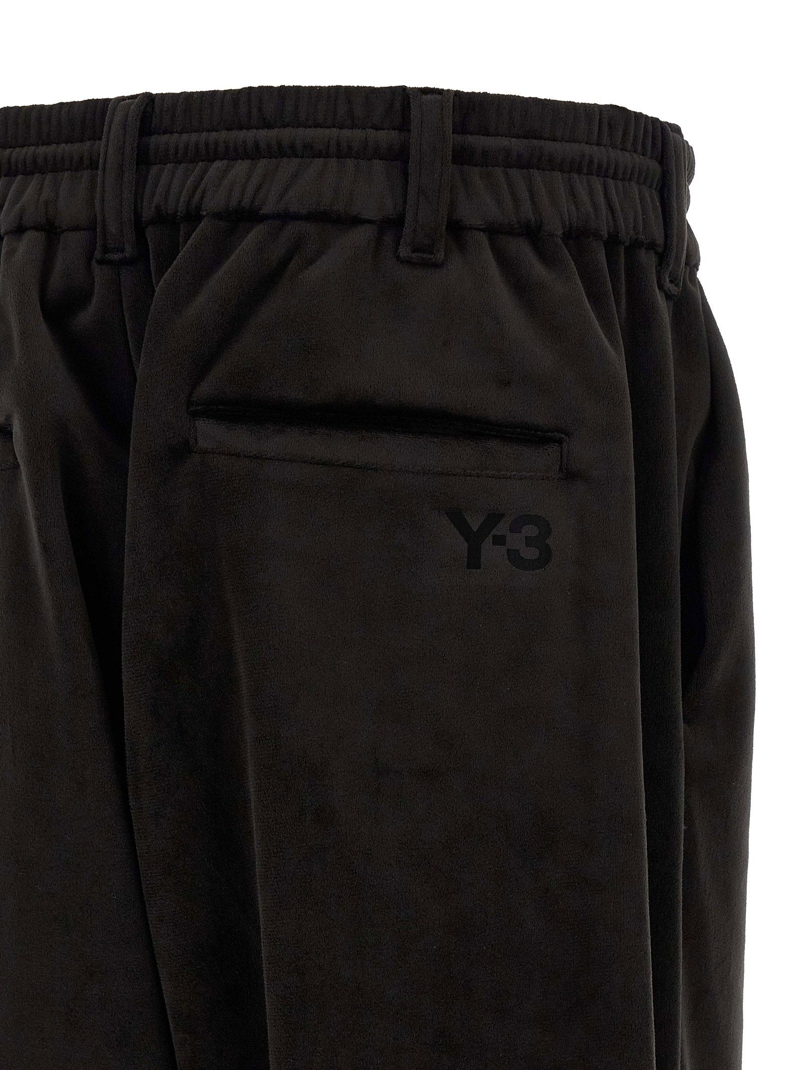 Y-3 Velvet Effect Technical Fabric Joggers — Black, view 4