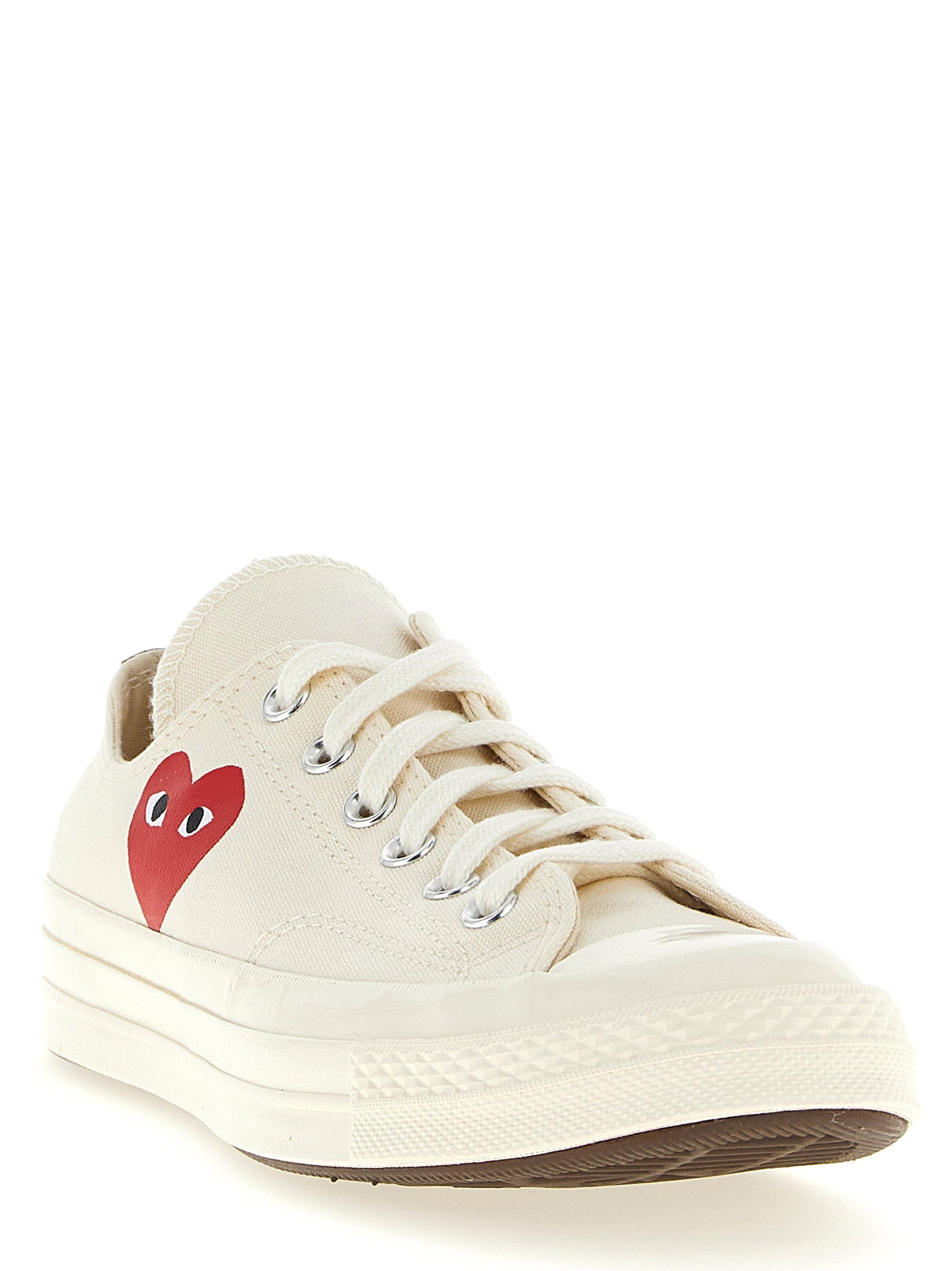 Comme Des Garçons Play Heart-Print Canvas Sneaker — Cream, view 2