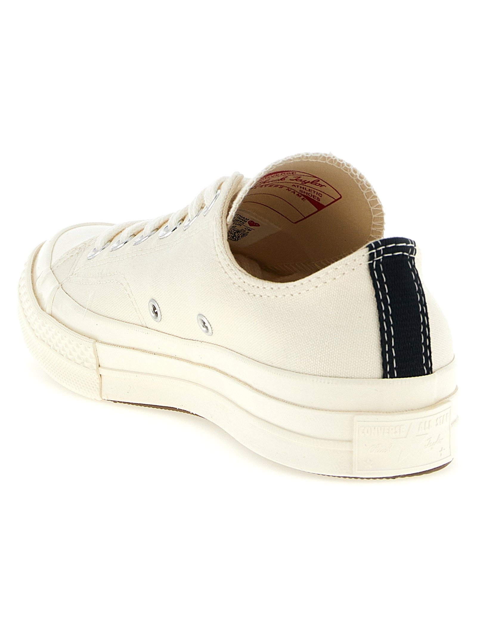 Comme Des Garçons Play Heart-Print Canvas Sneaker — Cream, view 3