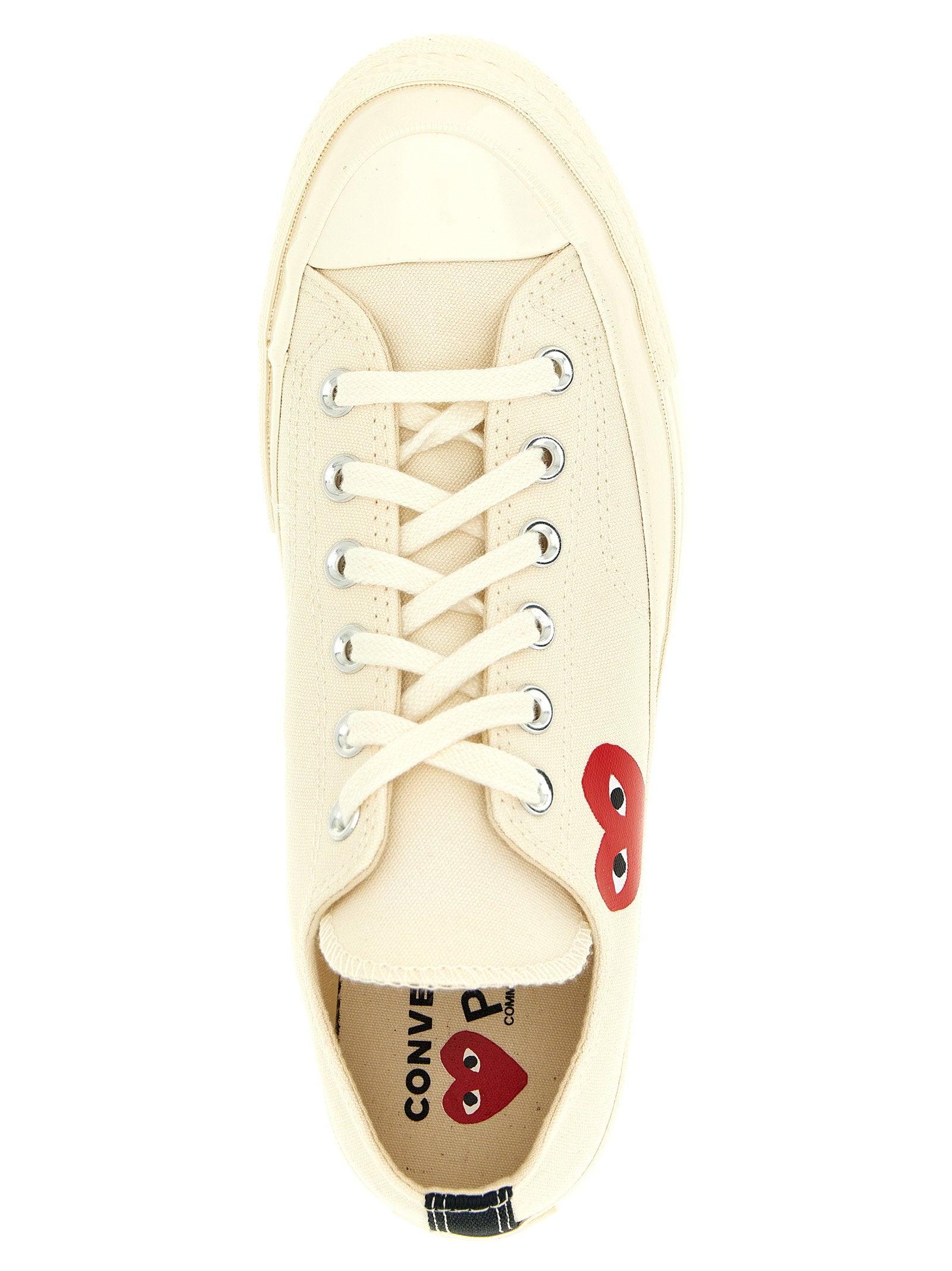 Comme Des Garçons Play Heart-Print Canvas Sneaker — Cream, view 4