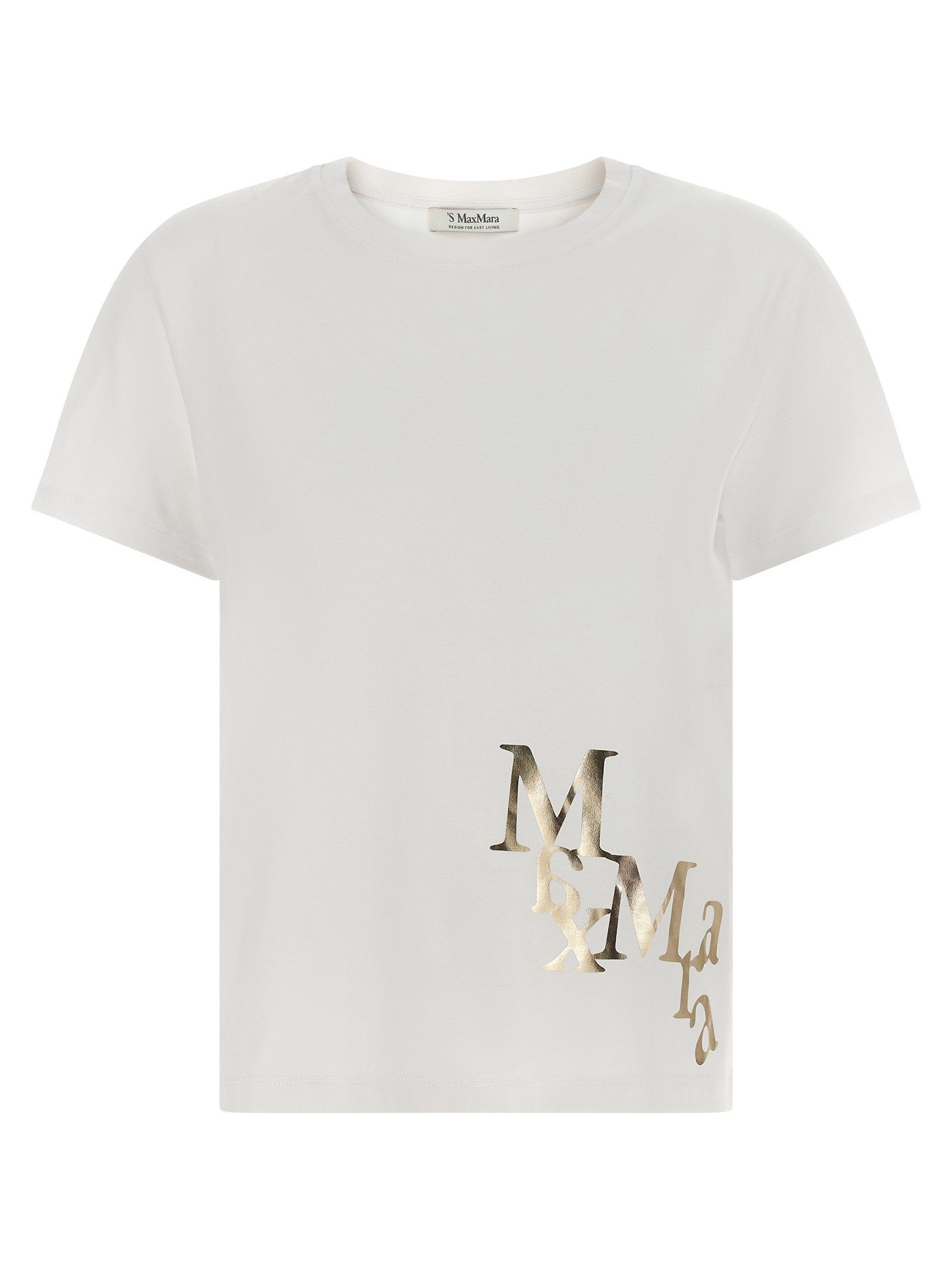 Max Mara 'S Logo-Laminated Cotton T-Shirt — White by Max Mara 'S