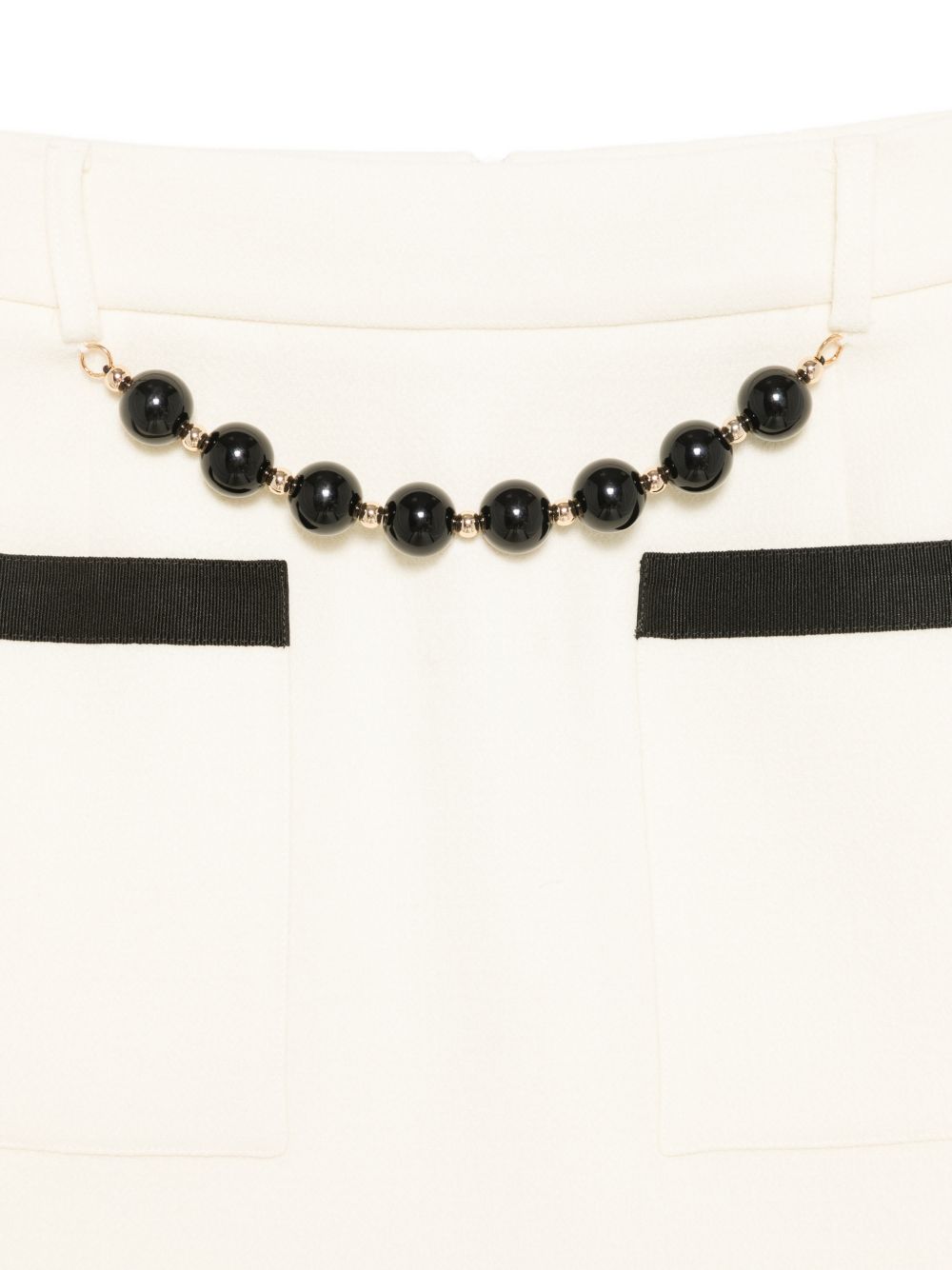 Alessandro Enriquez Beaded A-Line Wool Skirt — White, view 3