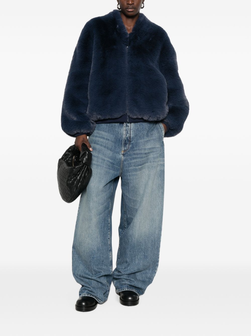 032C Faux-Fur Jacket — Navy, view 2