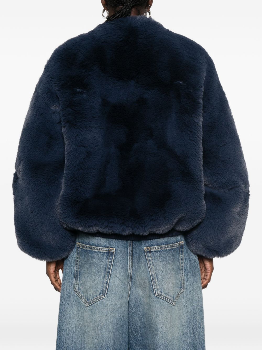 032C Faux-Fur Jacket — Navy, view 3