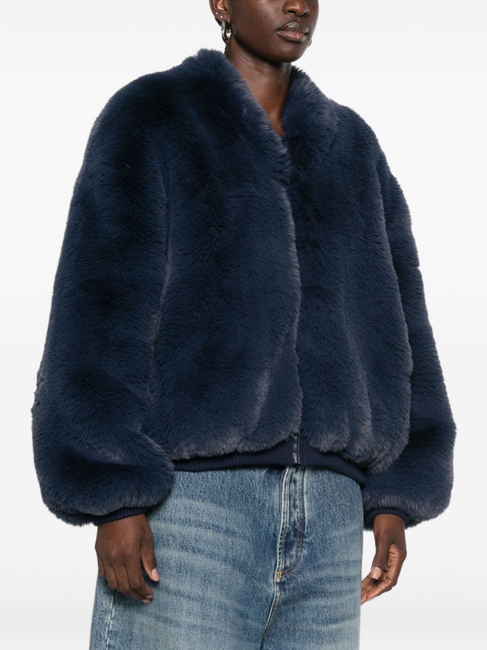 032C Faux-Fur Jacket — Navy, view 4