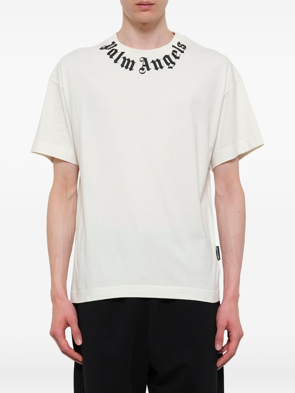 Palm Angels Logo-Print Cotton T-Shirt — Off-white, view 2