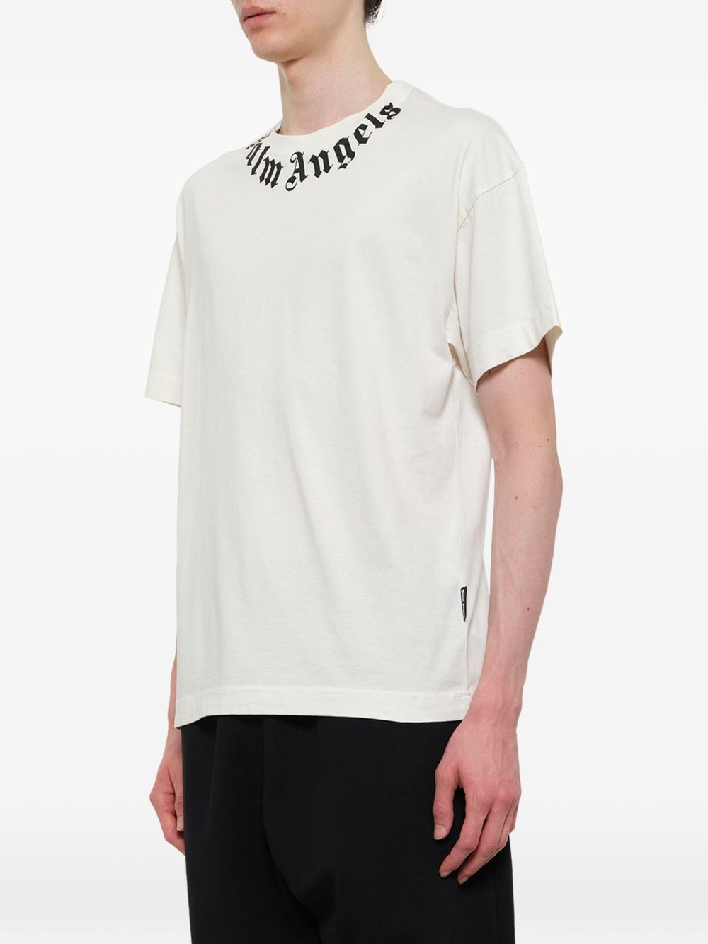 Palm Angels Logo-Print Cotton T-Shirt — Off-white, view 4