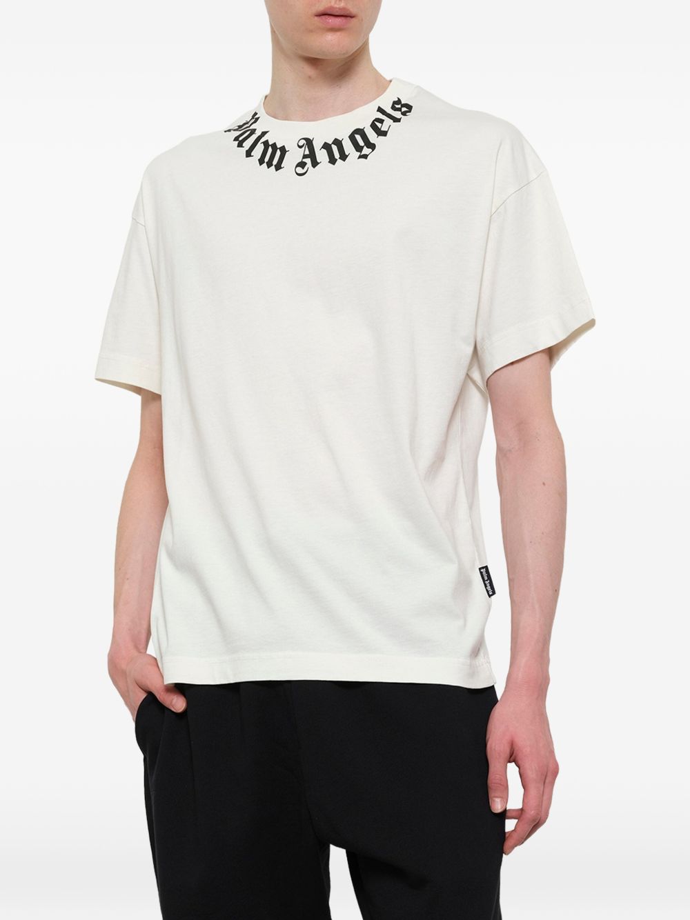 Palm Angels Logo-Print Cotton T-Shirt — Off-white, view 5