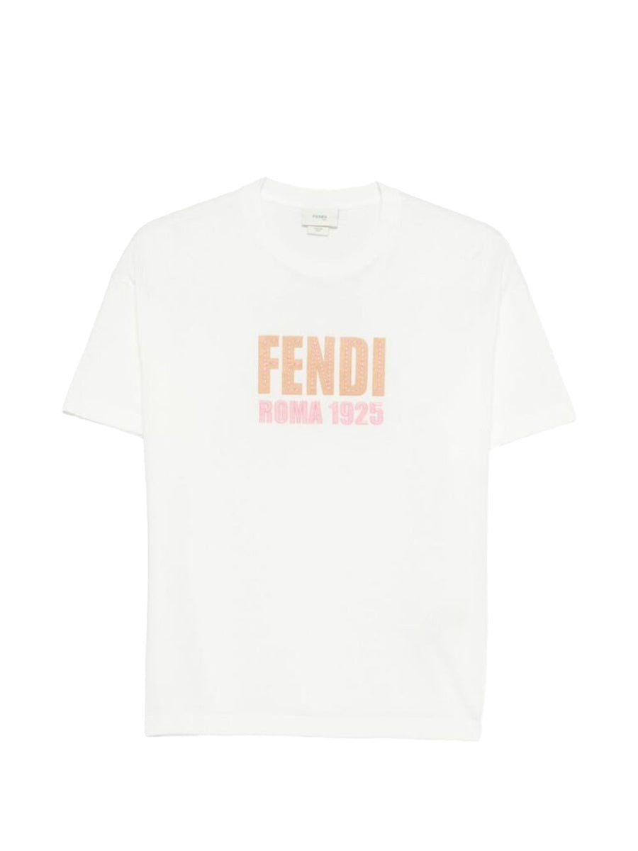 Fendi Logo-Print Cotton T-Shirt — White by Fendi