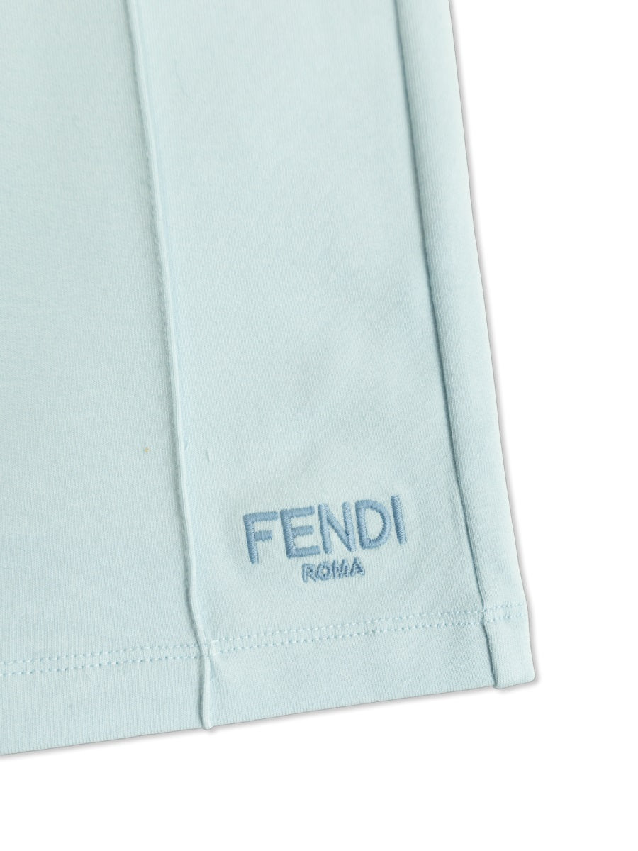 Fendi Cotton-Blend Logo Shorts — Blue, view 3