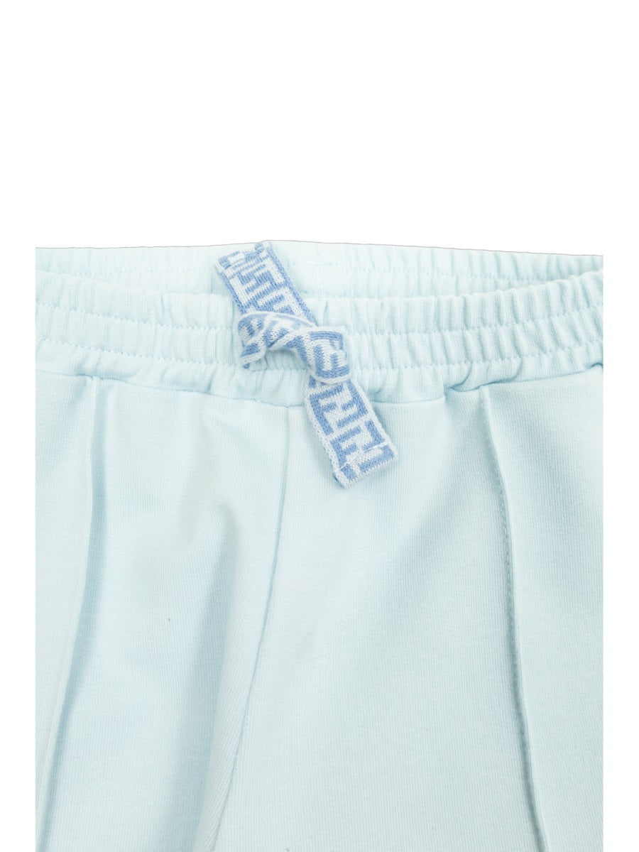 Fendi Cotton-Blend Logo Shorts — Blue, view 4