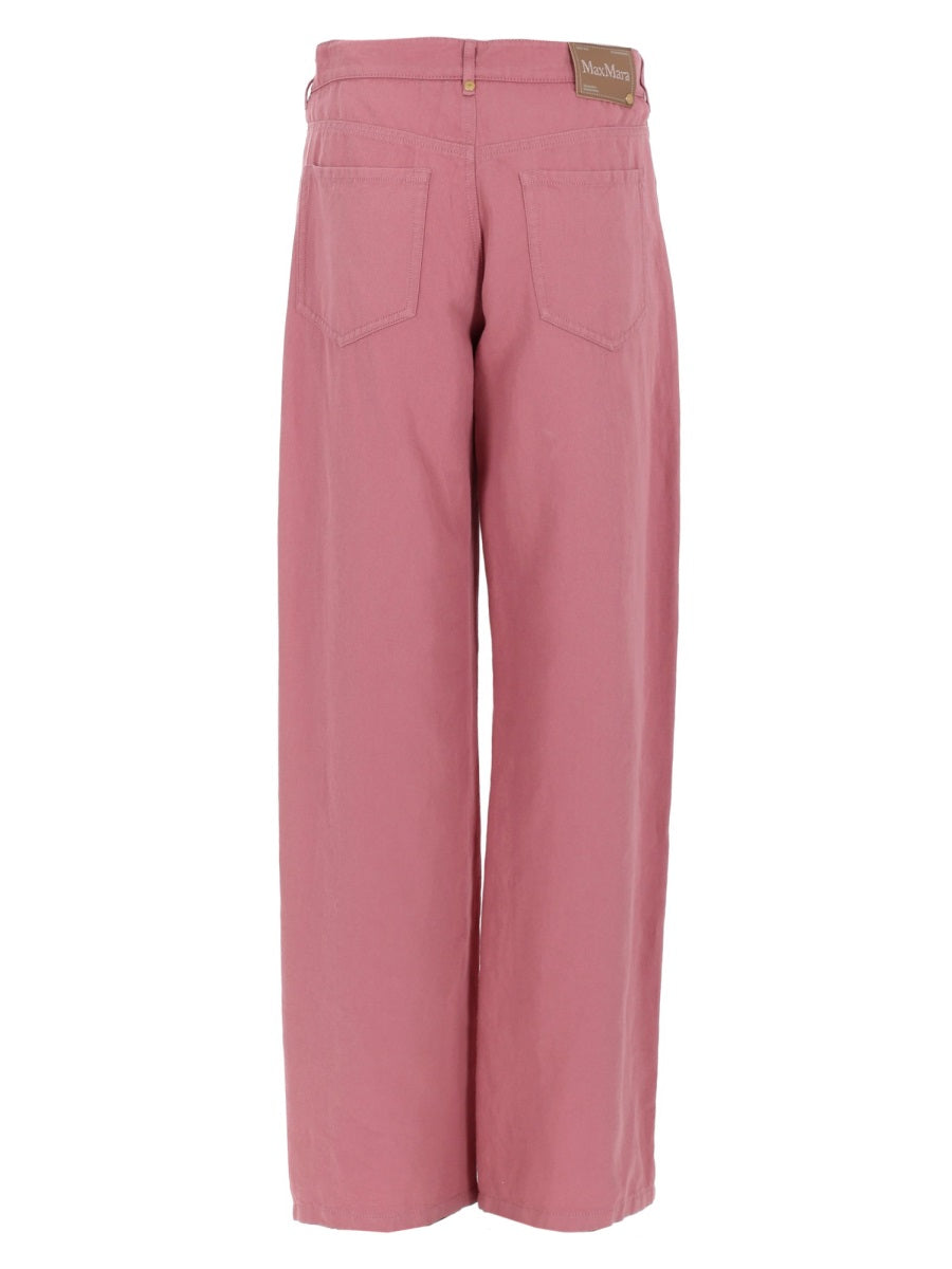 'S Max Mara Five-Pocket Cotton-Linen Trousers — Pink, view 2