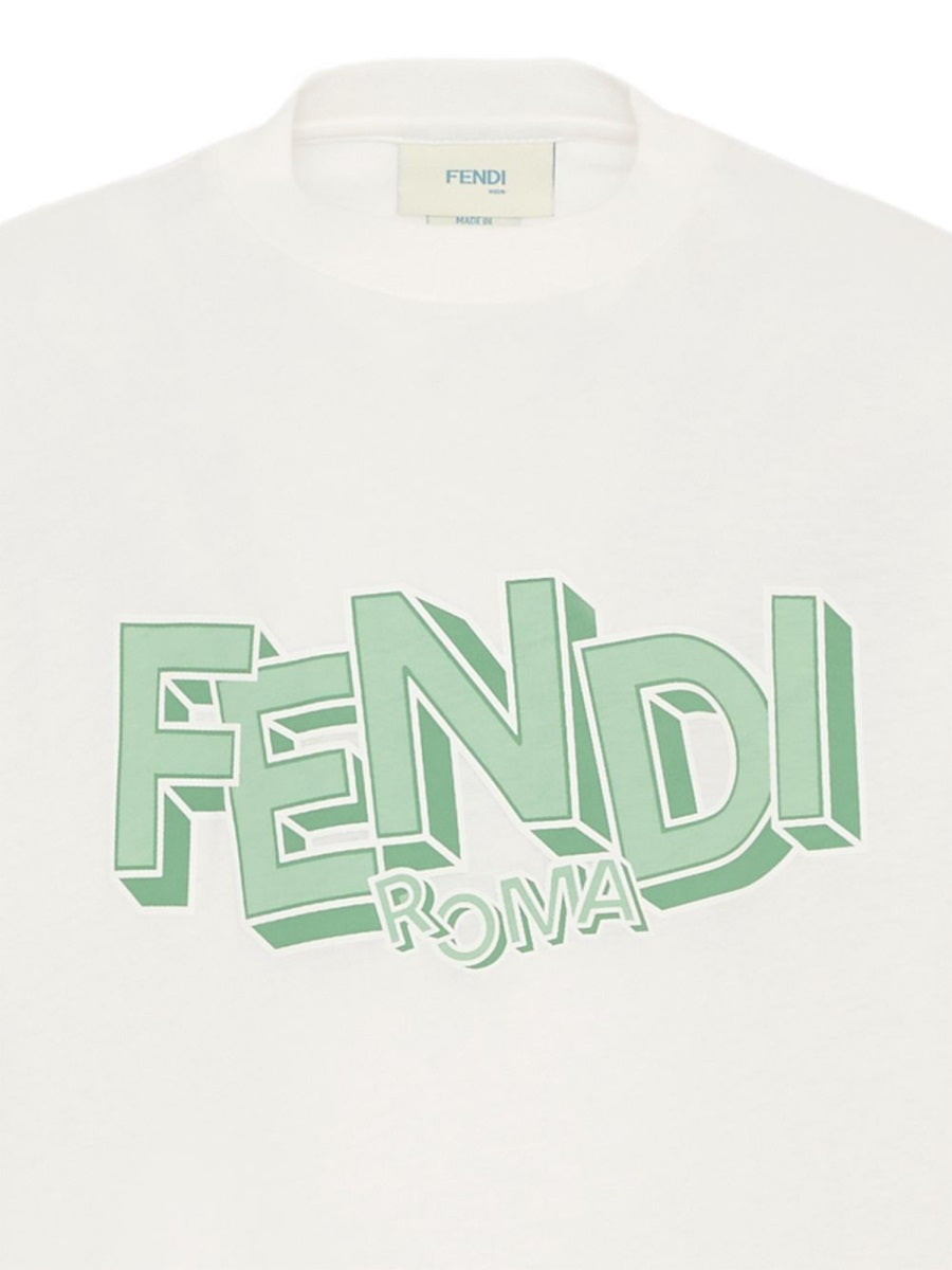 Fendi Cotton Logo T-Shirt — White, view 3