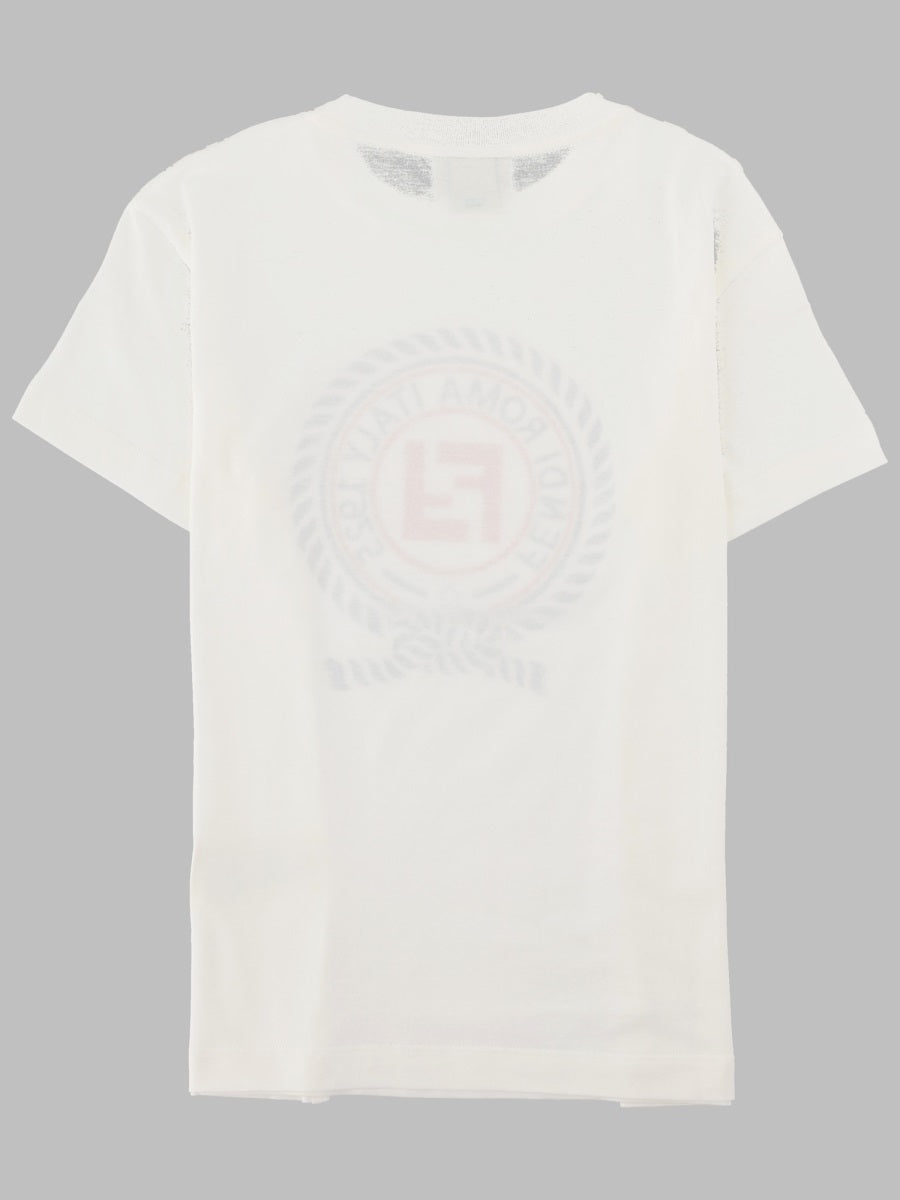 Fendi Logo-Printed Cotton T-Shirt — White, view 2