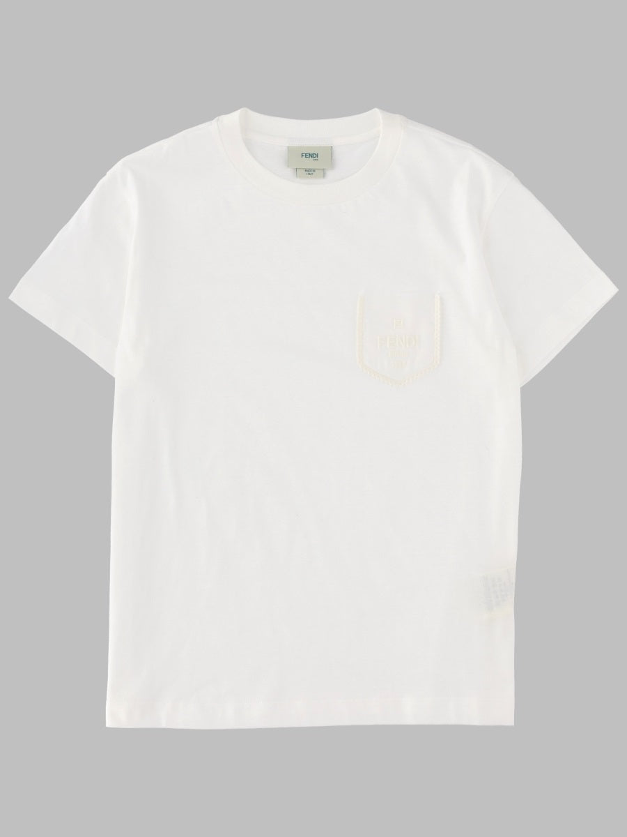 Fendi Cotton with Chest Pocket T-Shirt — White by Fendi