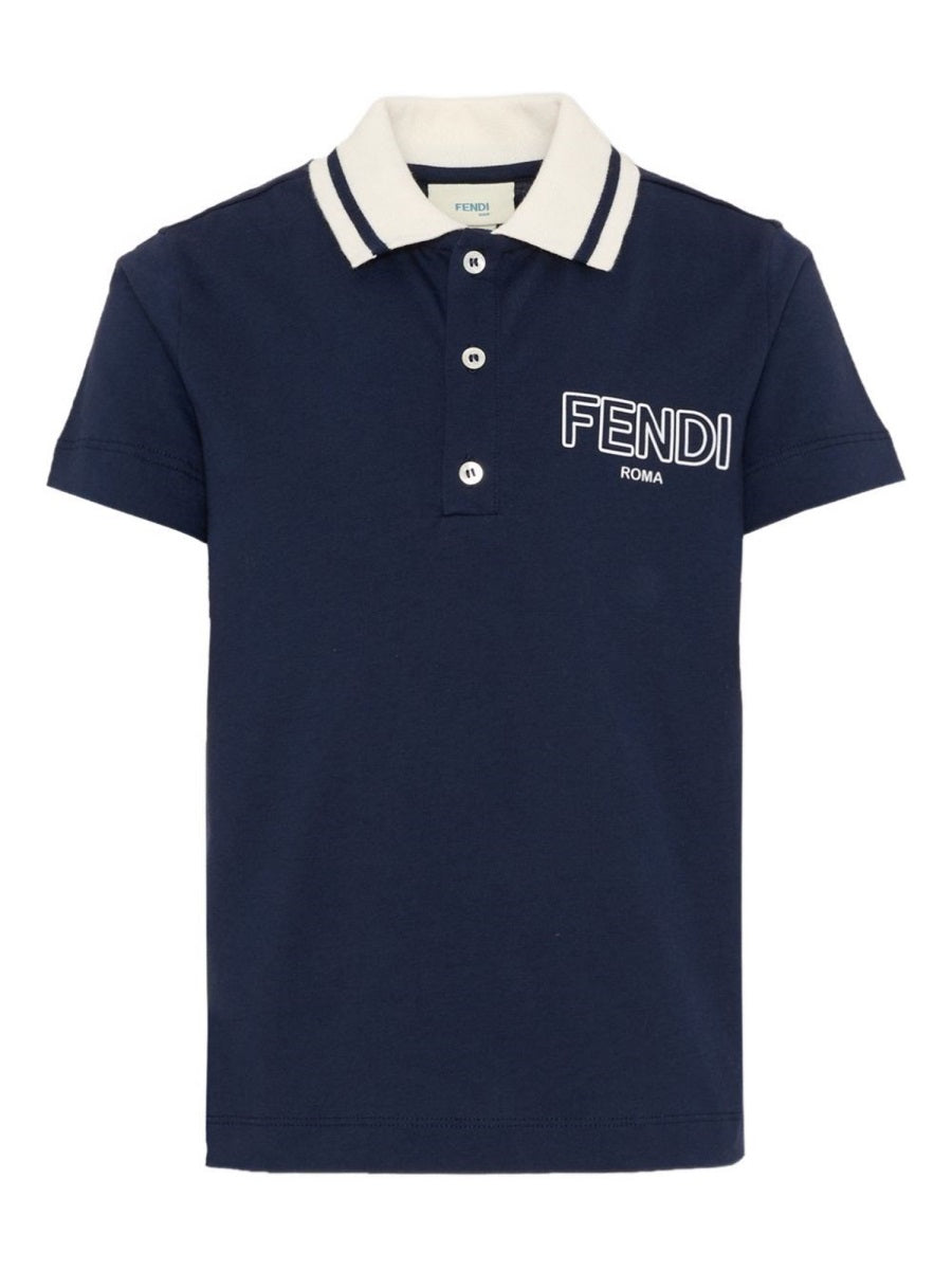 Fendi Logo-Embroidered Polo Shirt — Navy by Fendi